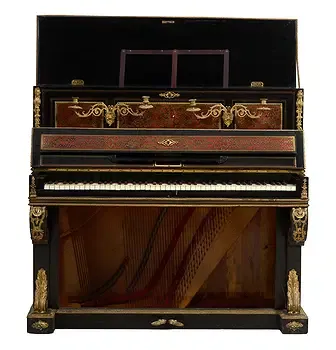 French Napoleon III Period Ebonized Upright Piano with Gilt Bronze Mounts thumbnail 4