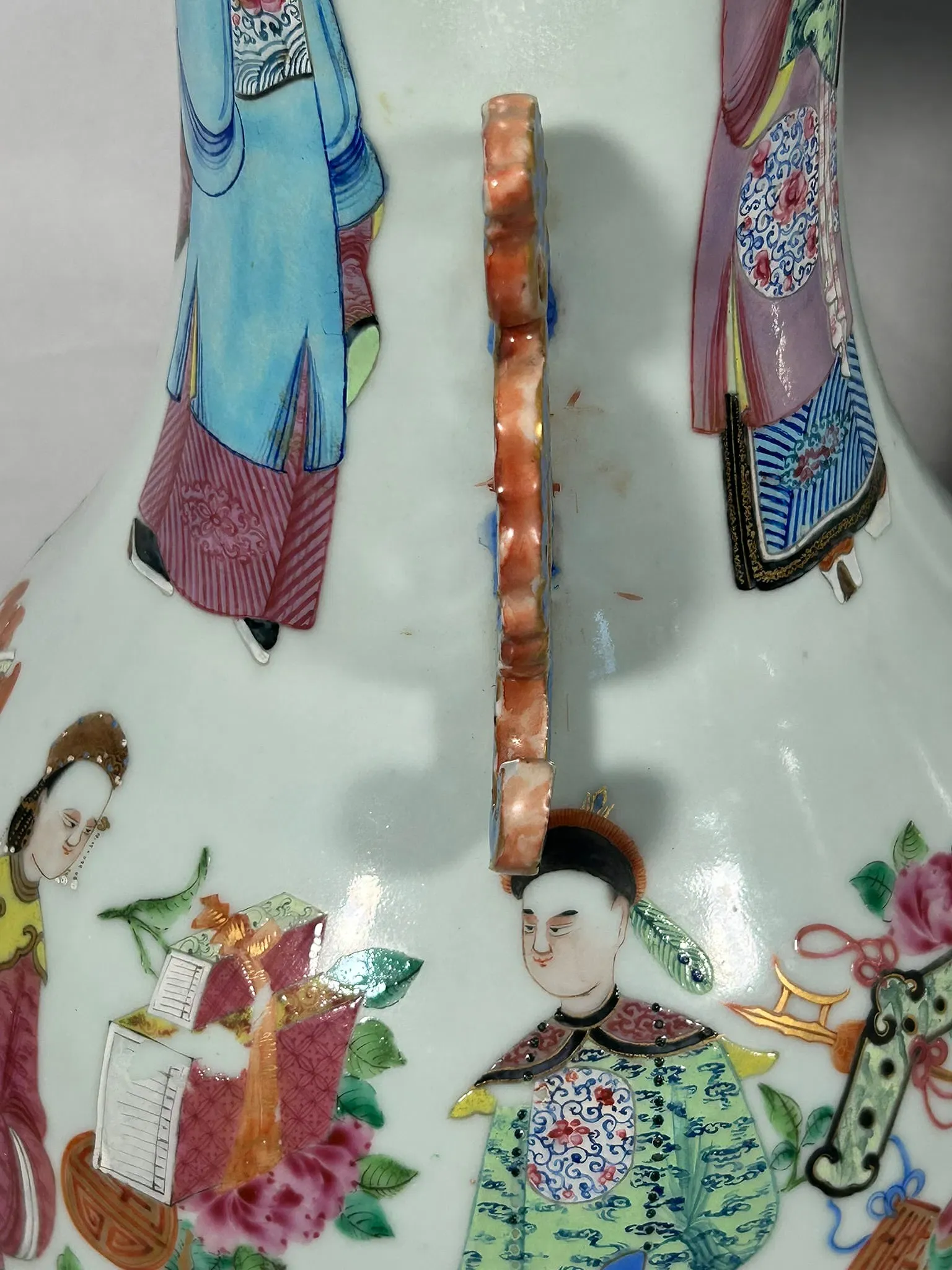 Chinese Famille Rose Style Porcelain Vase Table Lamps, Pair thumbnail 7