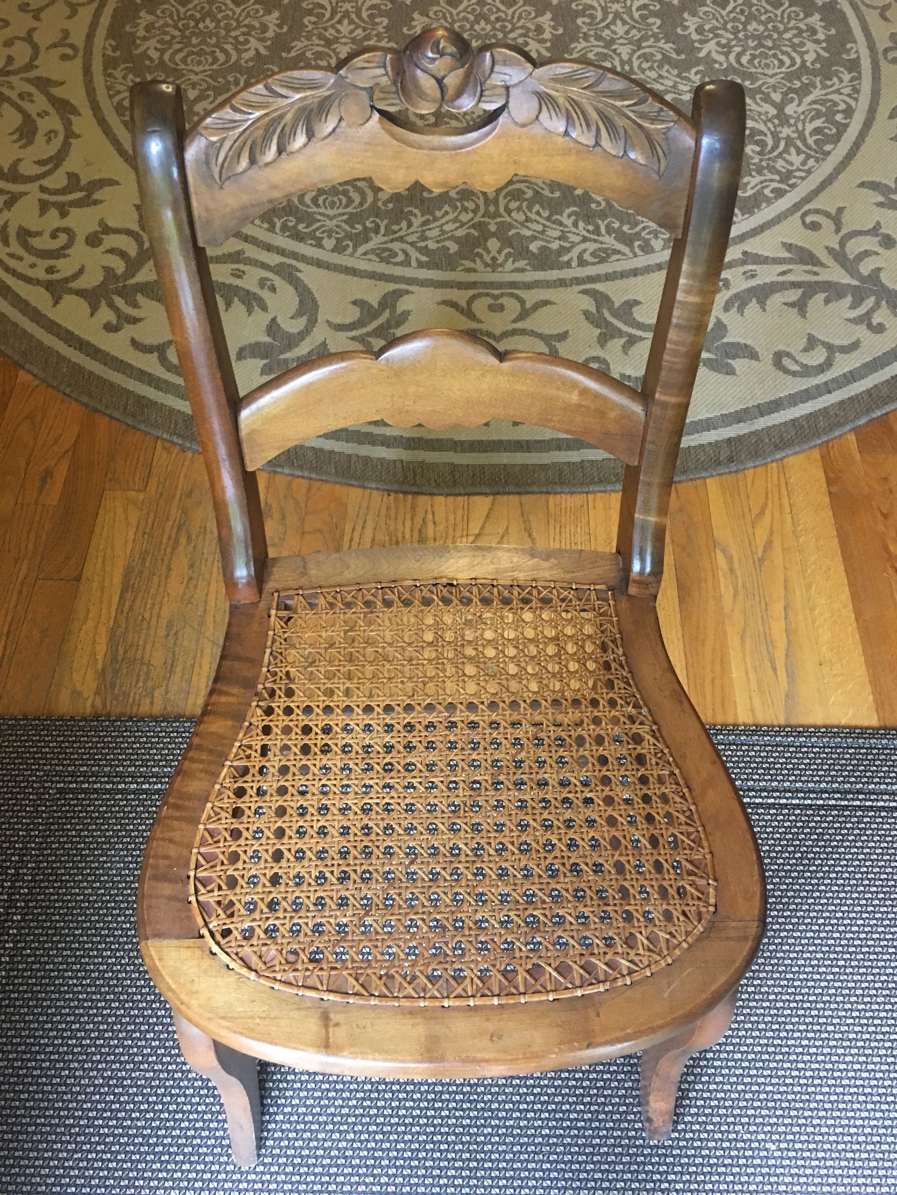 American Victorian Period Walnut Pressed-Back Cane-Seat Side Chair thumbnail 2