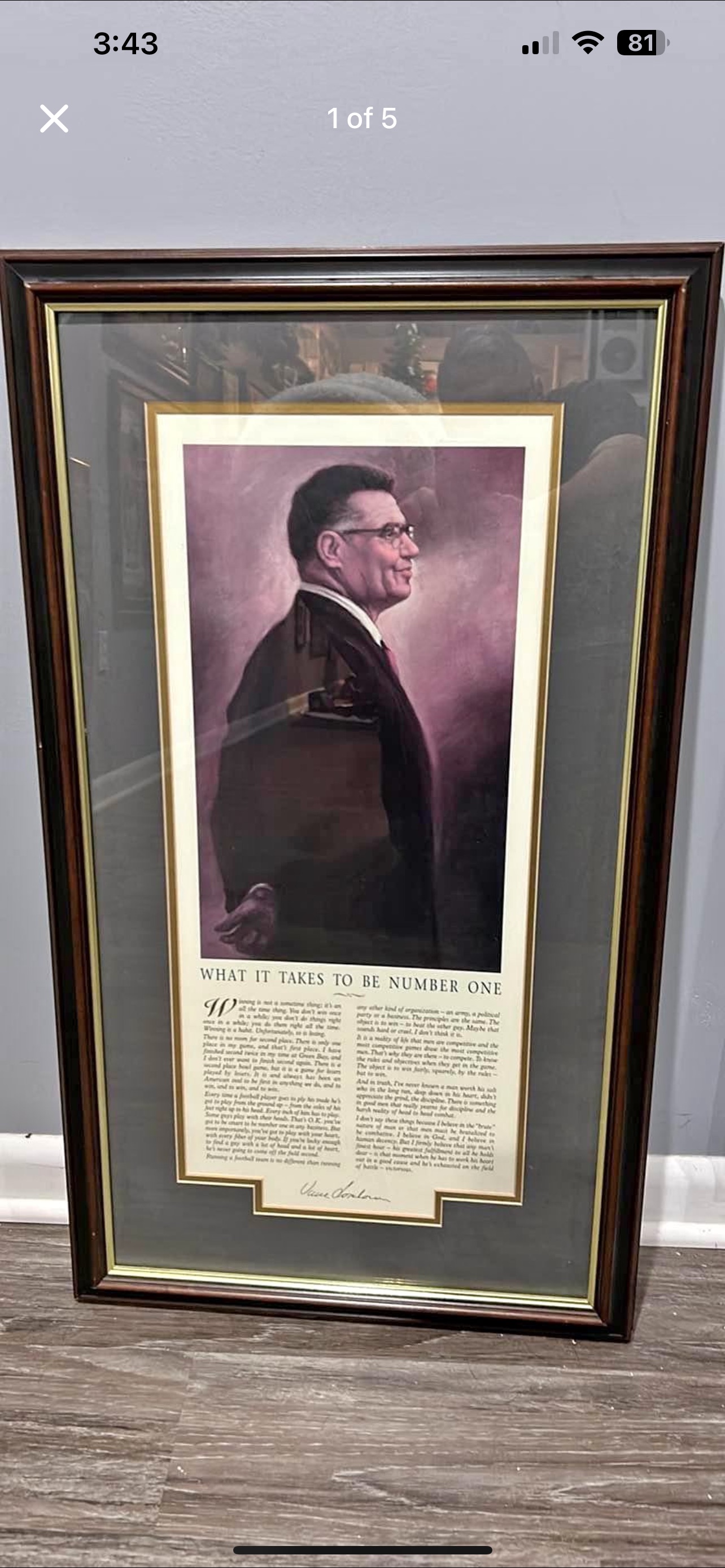 Vince Lombardi 'What It Takes to Be Number One' Framed Print