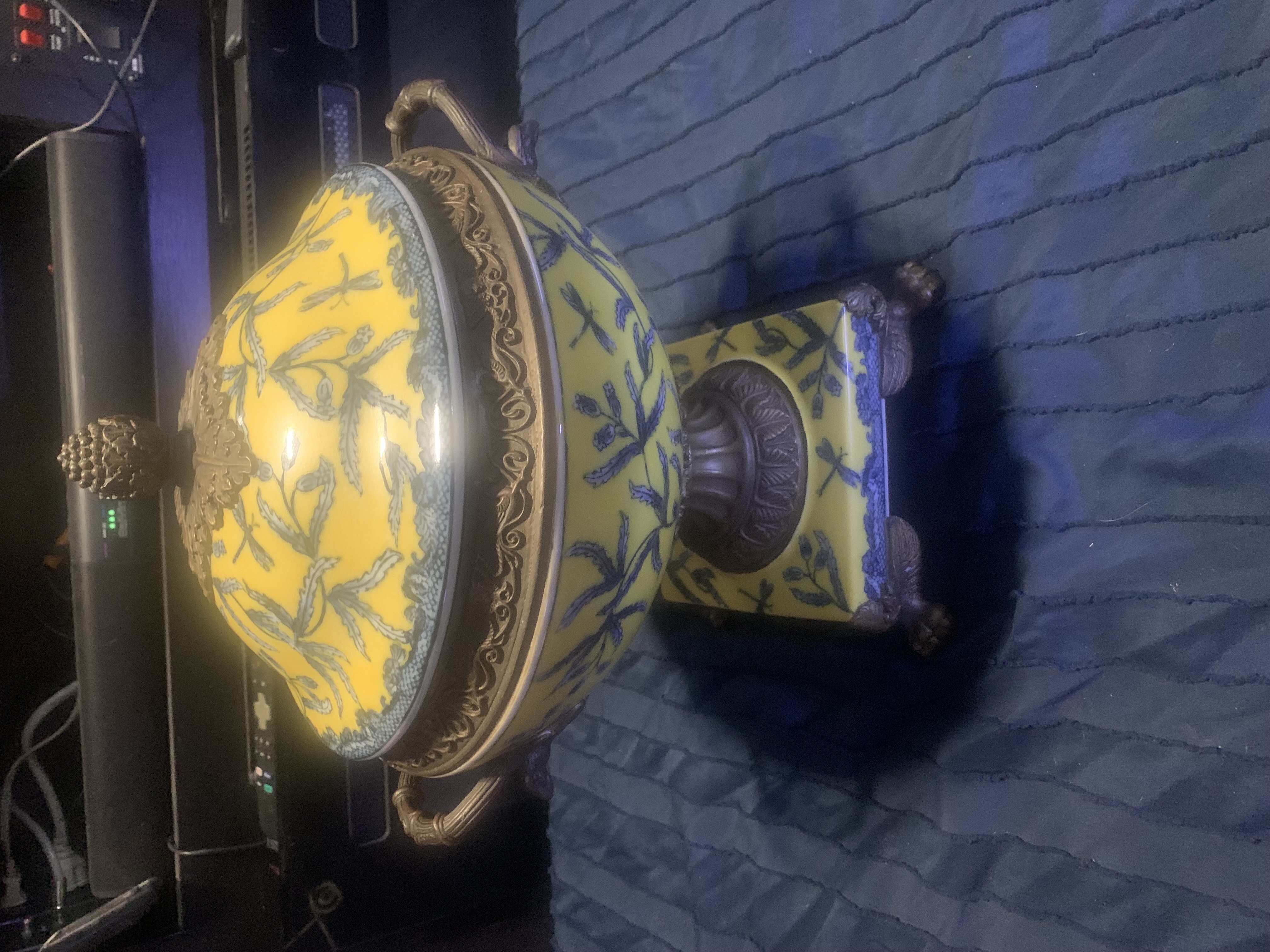 French Style Porcelain and Brass Lidded Tureen