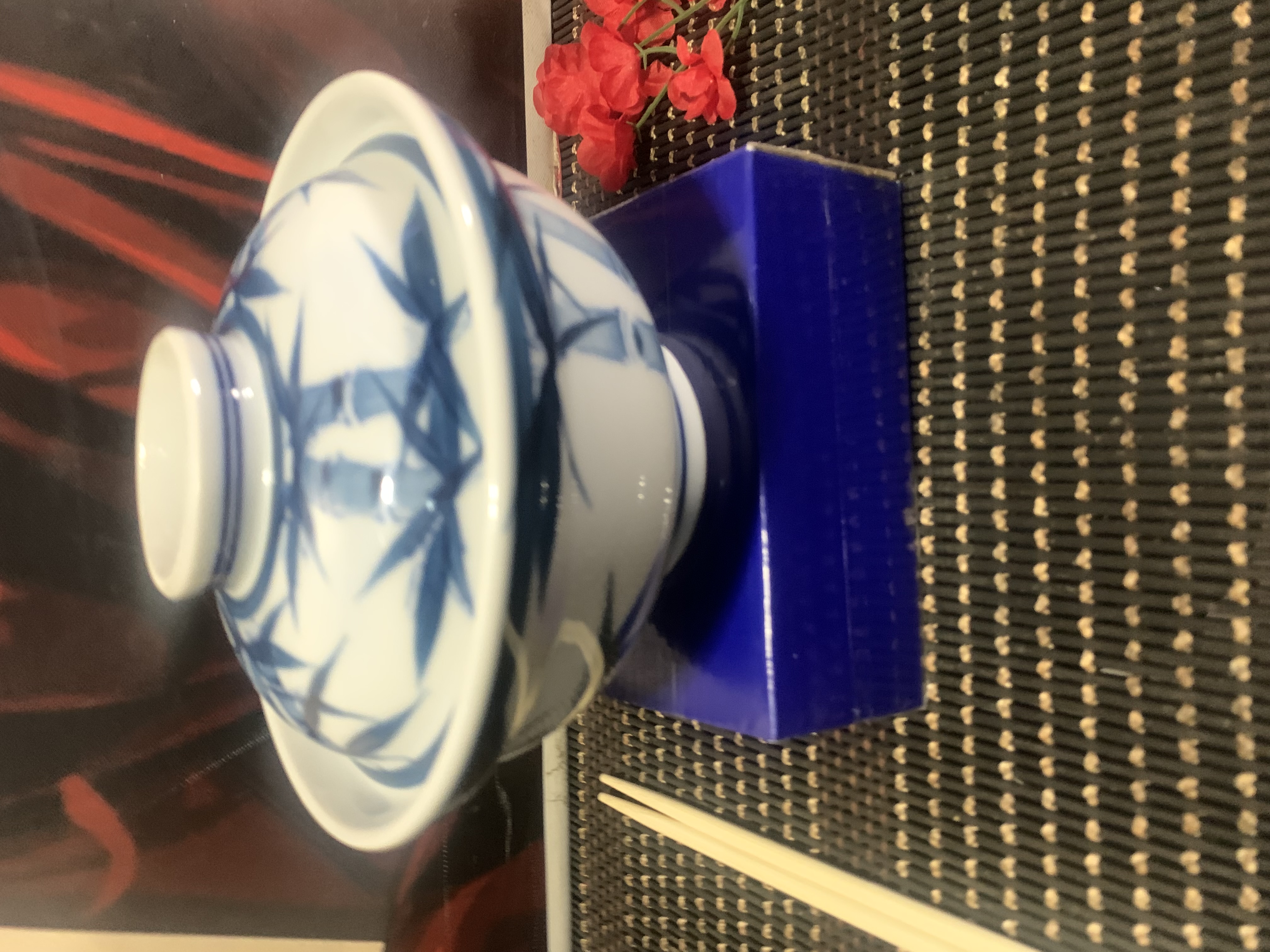 Chinese Blue and White Style Porcelain Bowl with Lid