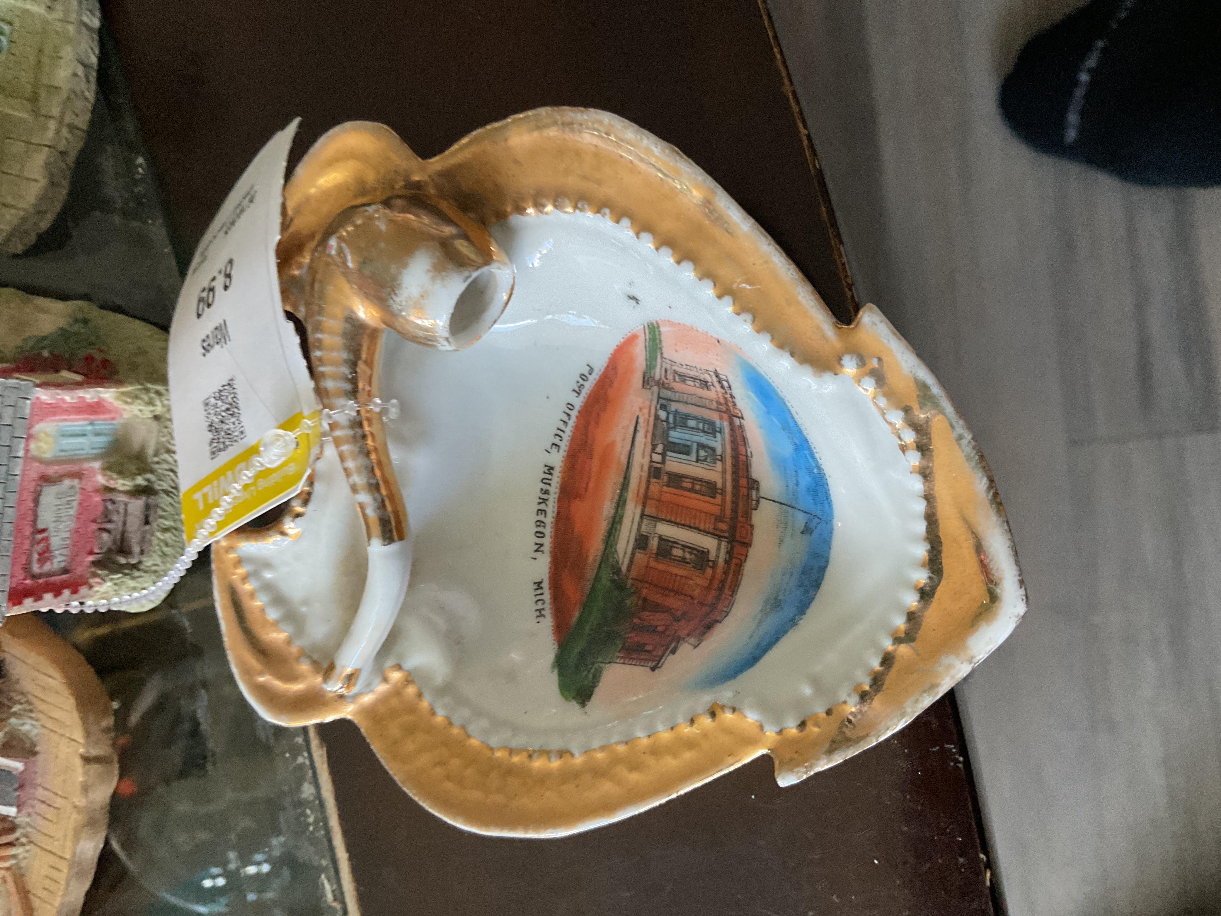 Victorian Souvenir Porcelain Pipe Ashtray – Post Office, Henderson, Michigan