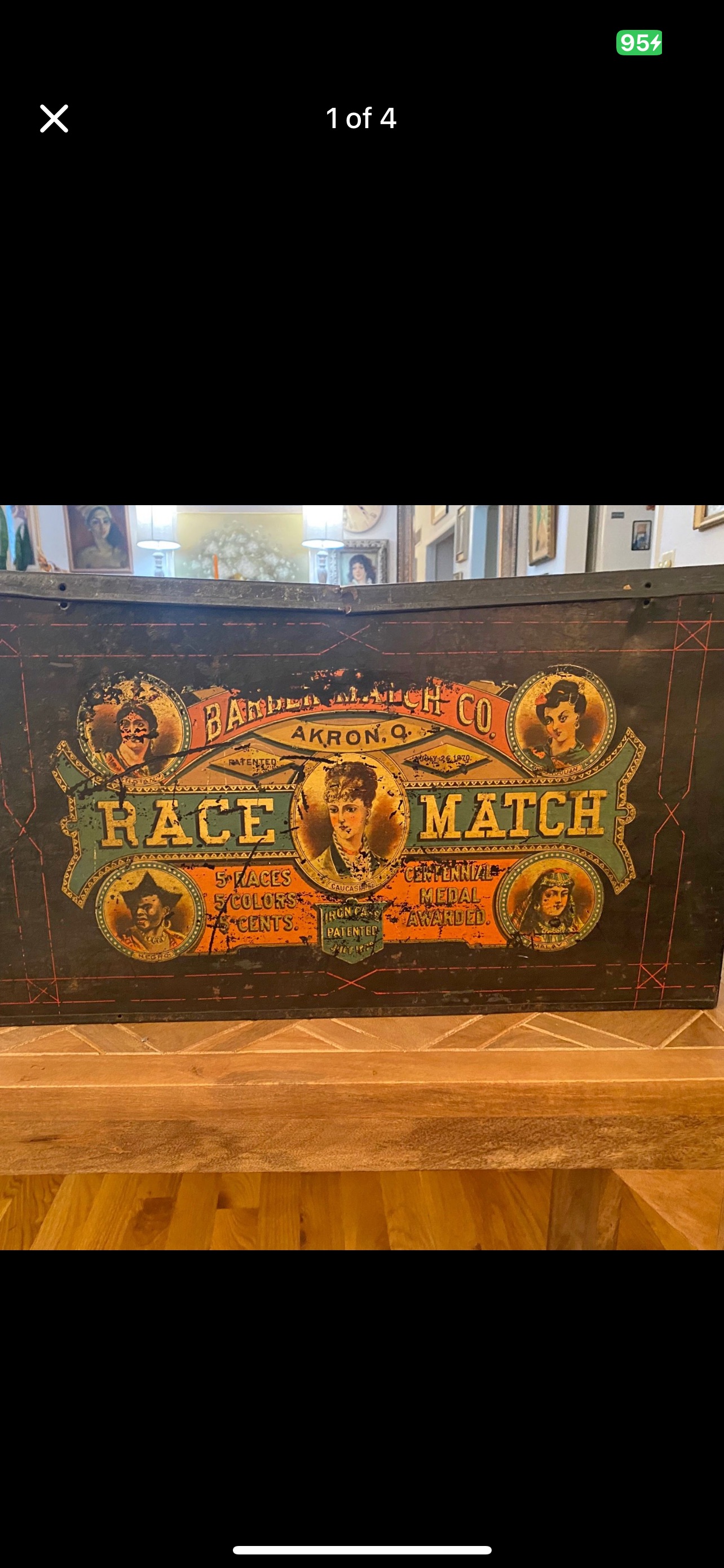Victorian Barber Match Company Lithographed Tin Race Match Advertising Game Box