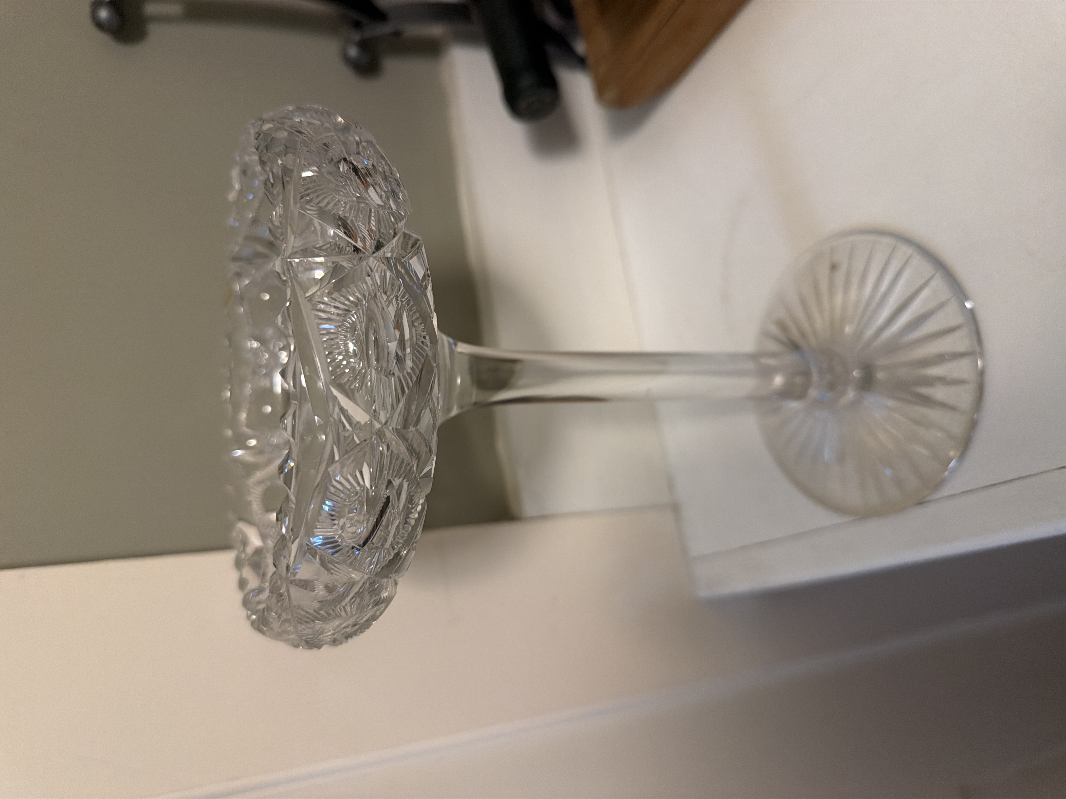 American Brilliant Period Style Cut Glass Compote
