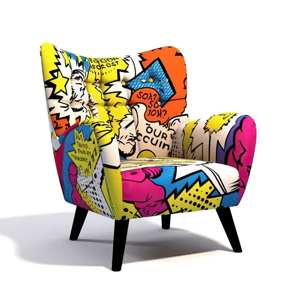 Contemporary Pop Art Style Upholstered Armchair