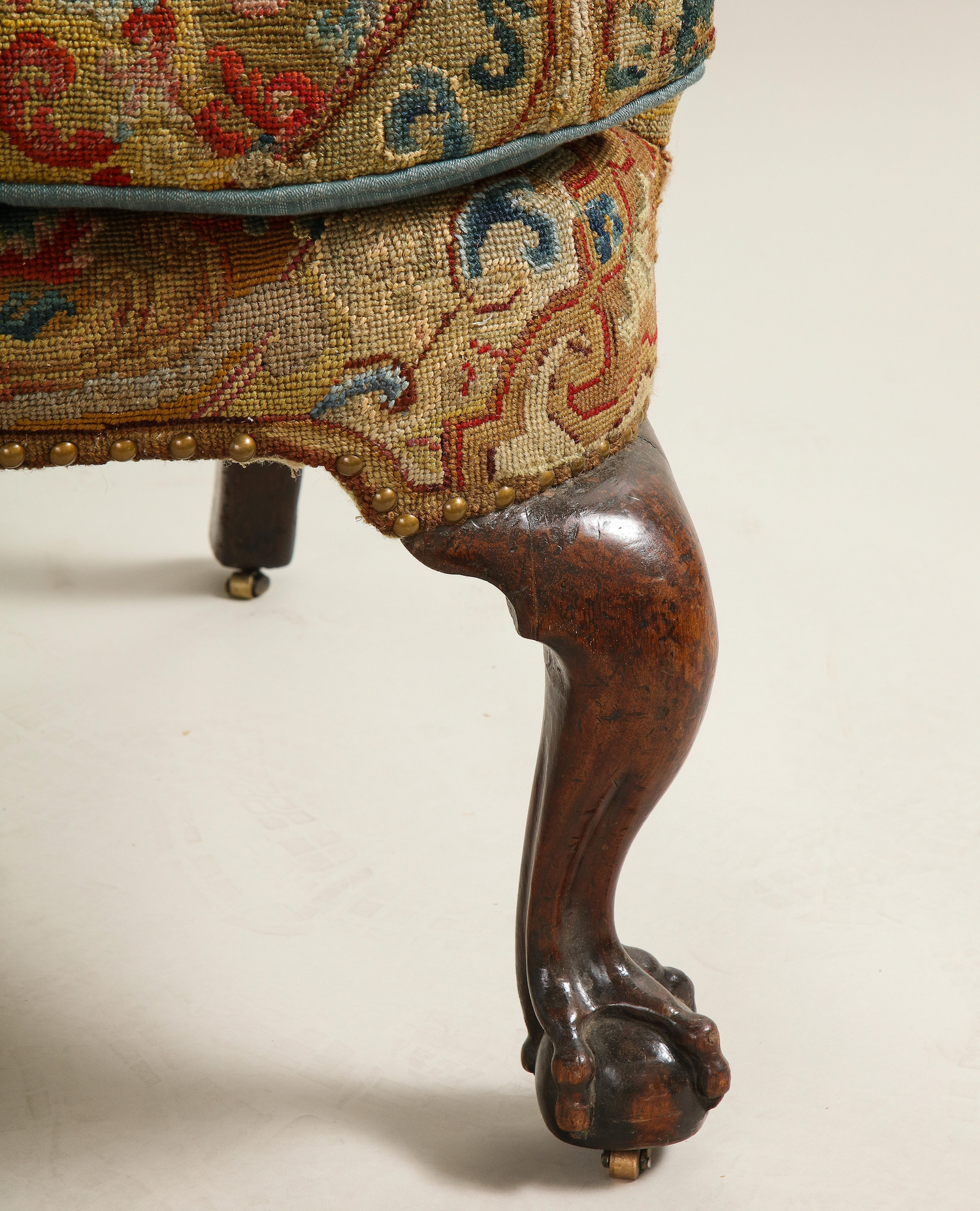 Walnut Wingchair with Original Needlepoint thumbnail 4