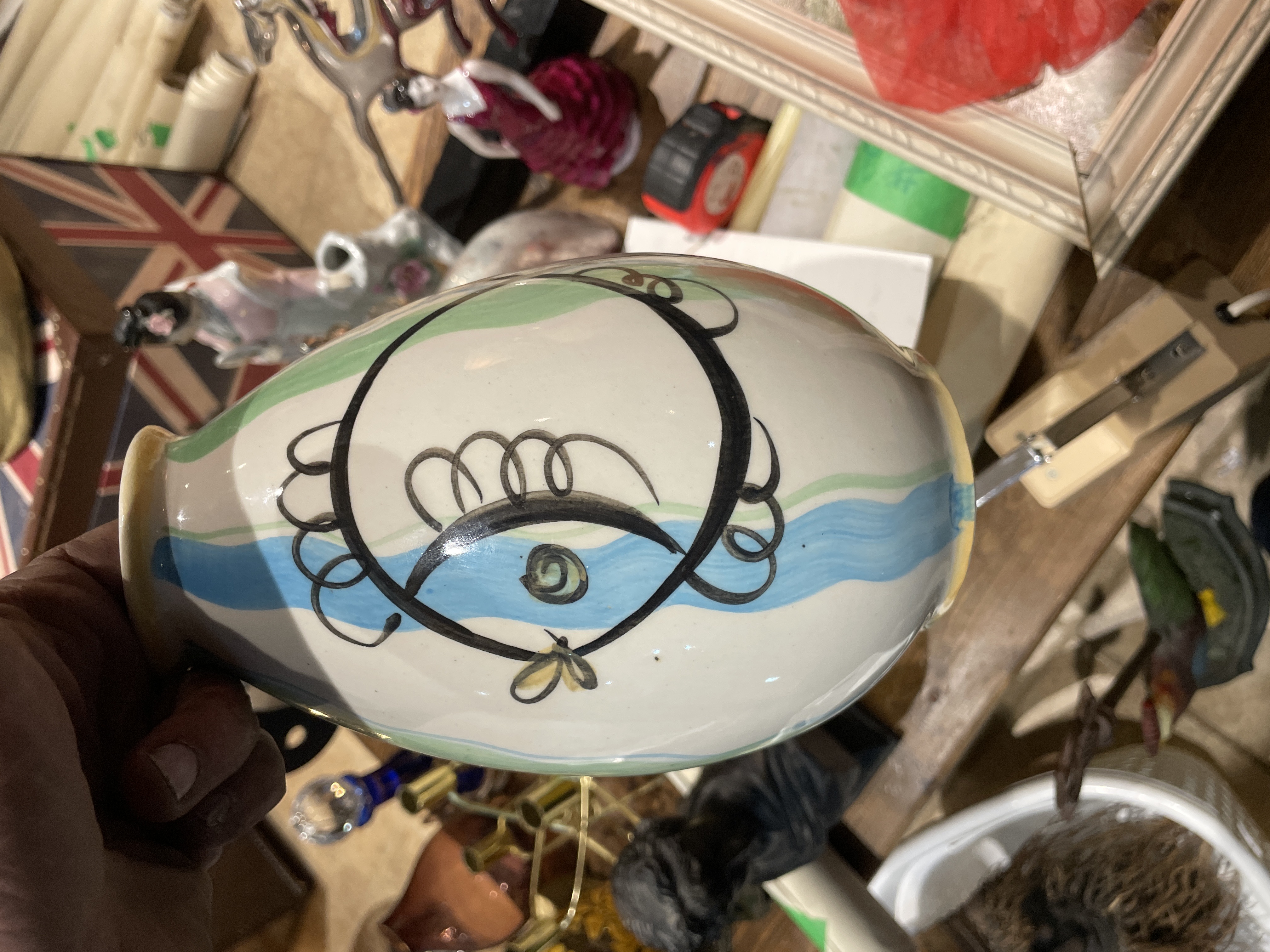Mid-Century Modern Hand-Painted Ceramic Vase