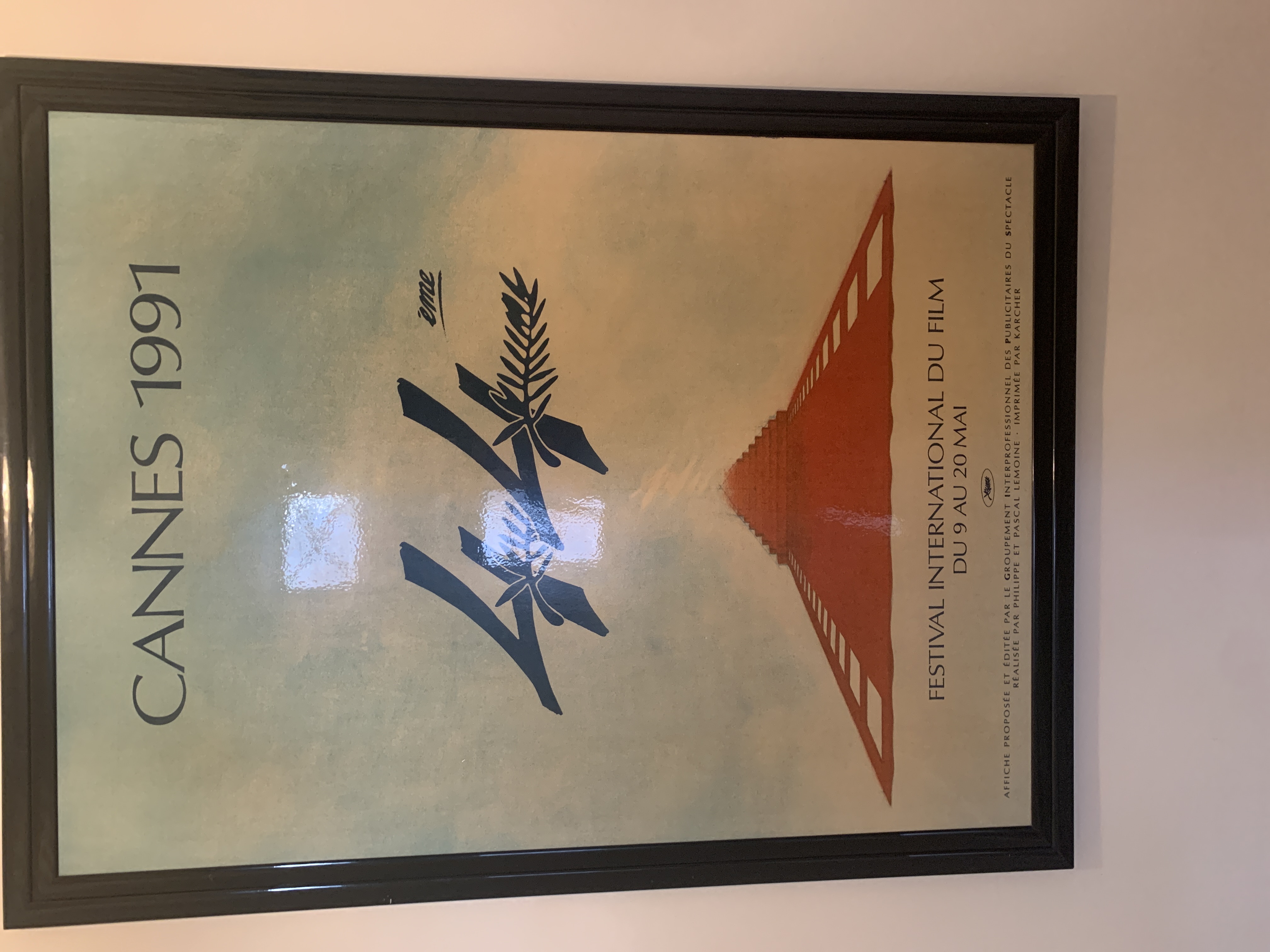 French Modernist Graphic Design Cannes Film Festival 1991 Official Offset Lithograph Poster