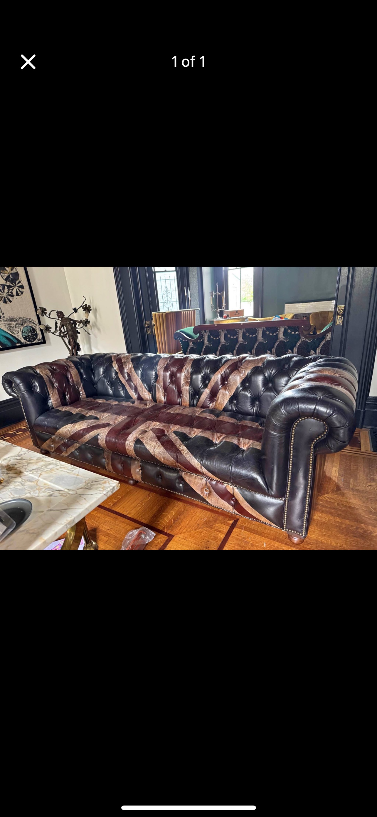 Contemporary Union Jack Leather Chesterfield Sofa