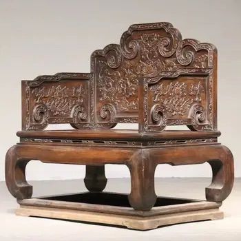 Chinese Qing Dynasty Period Carved Hardwood Throne Chair thumbnail 2