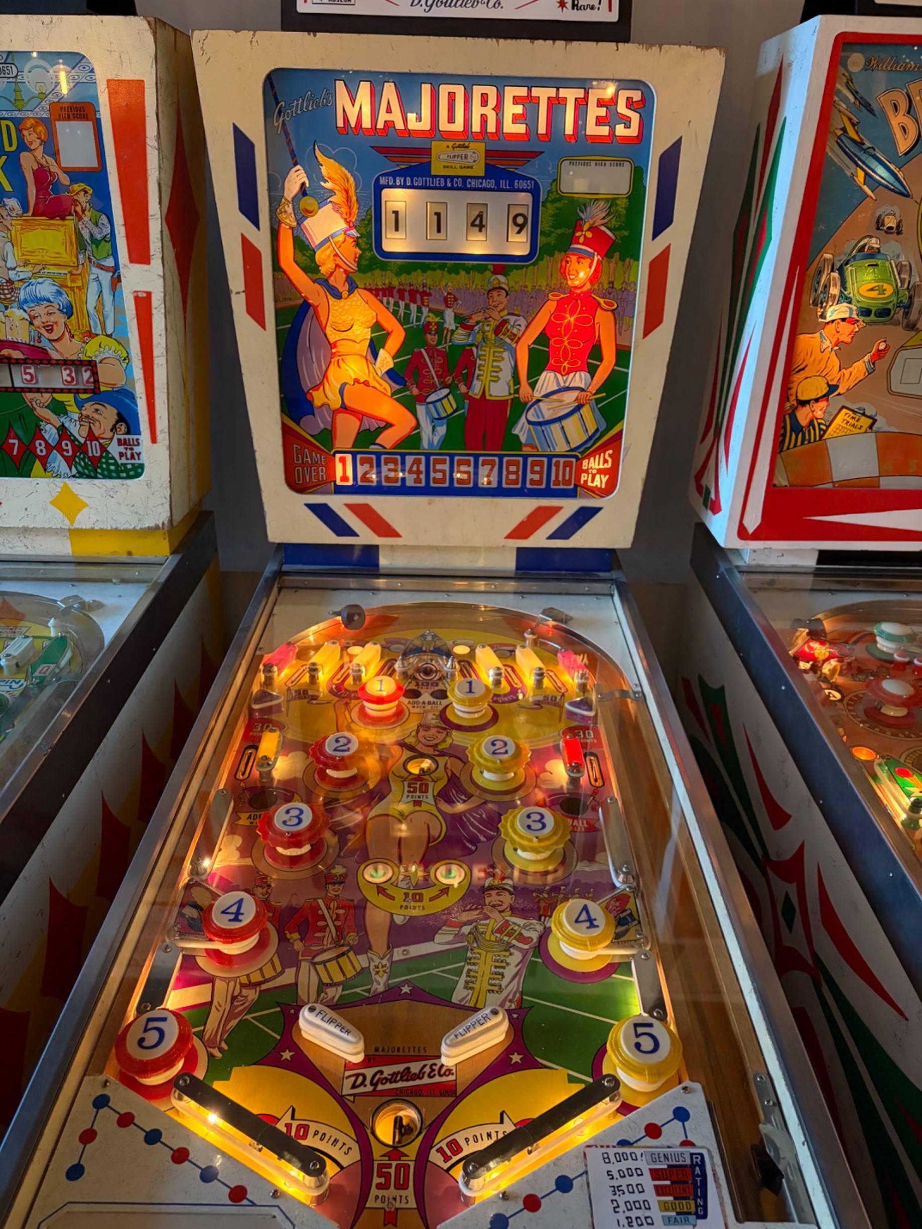 American Mid-Century Modern D. Gottlieb & Co. 'Majorettes' Add-A-Ball Pinball Machine thumbnail