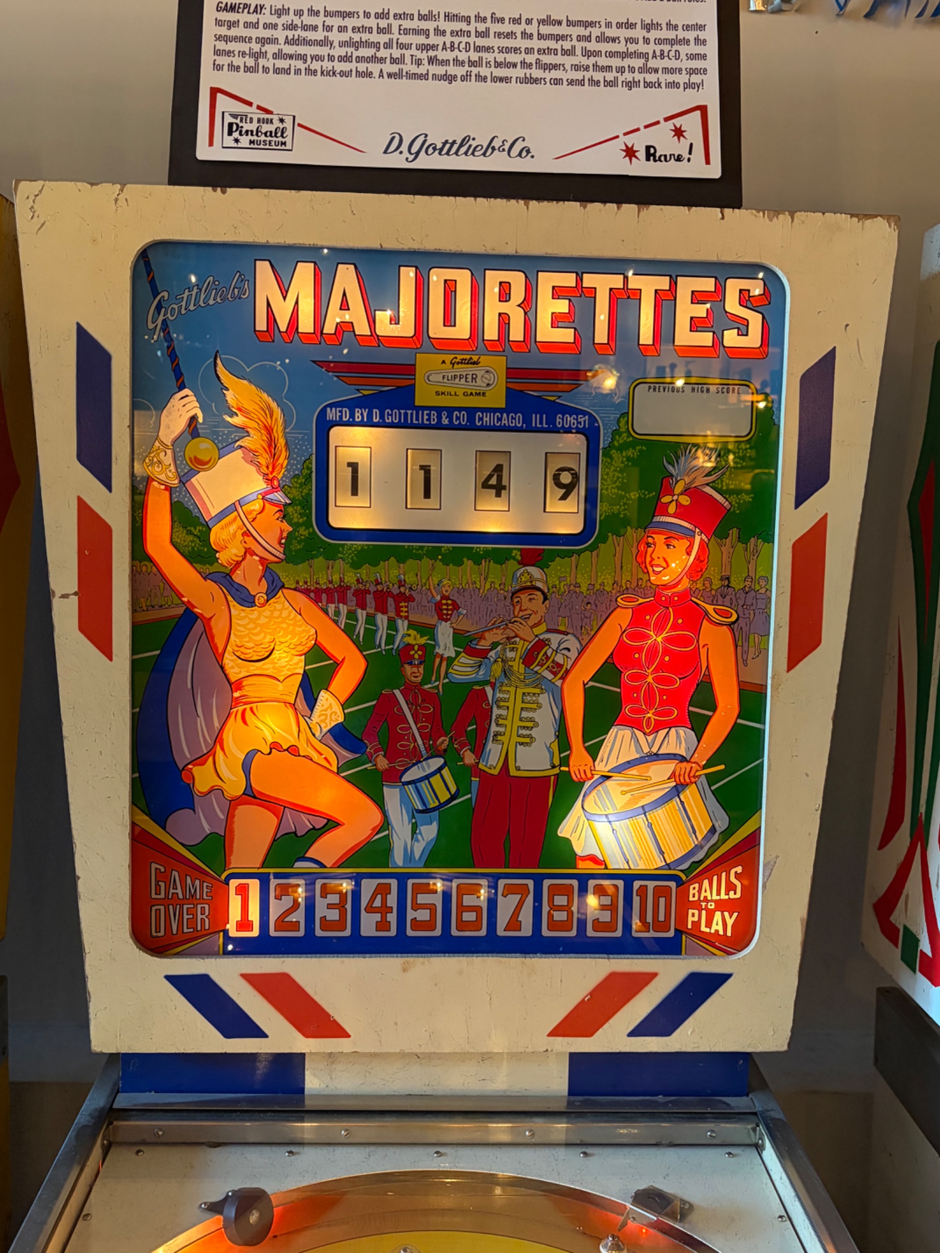 American Mid-Century Modern D. Gottlieb & Co. 'Majorettes' Add-A-Ball Pinball Machine thumbnail 2