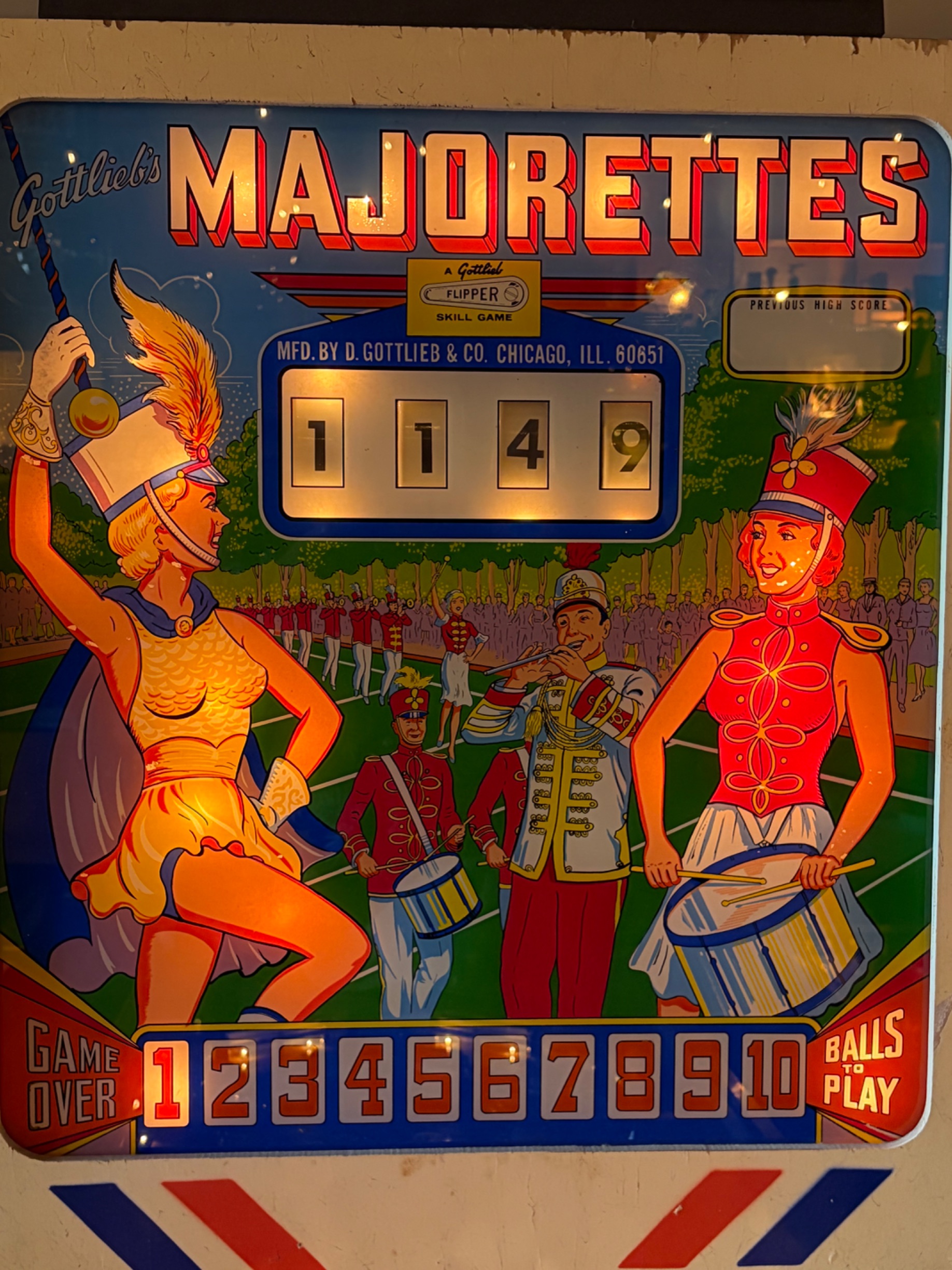 American Mid-Century Modern D. Gottlieb & Co. 'Majorettes' Add-A-Ball Pinball Machine thumbnail 3