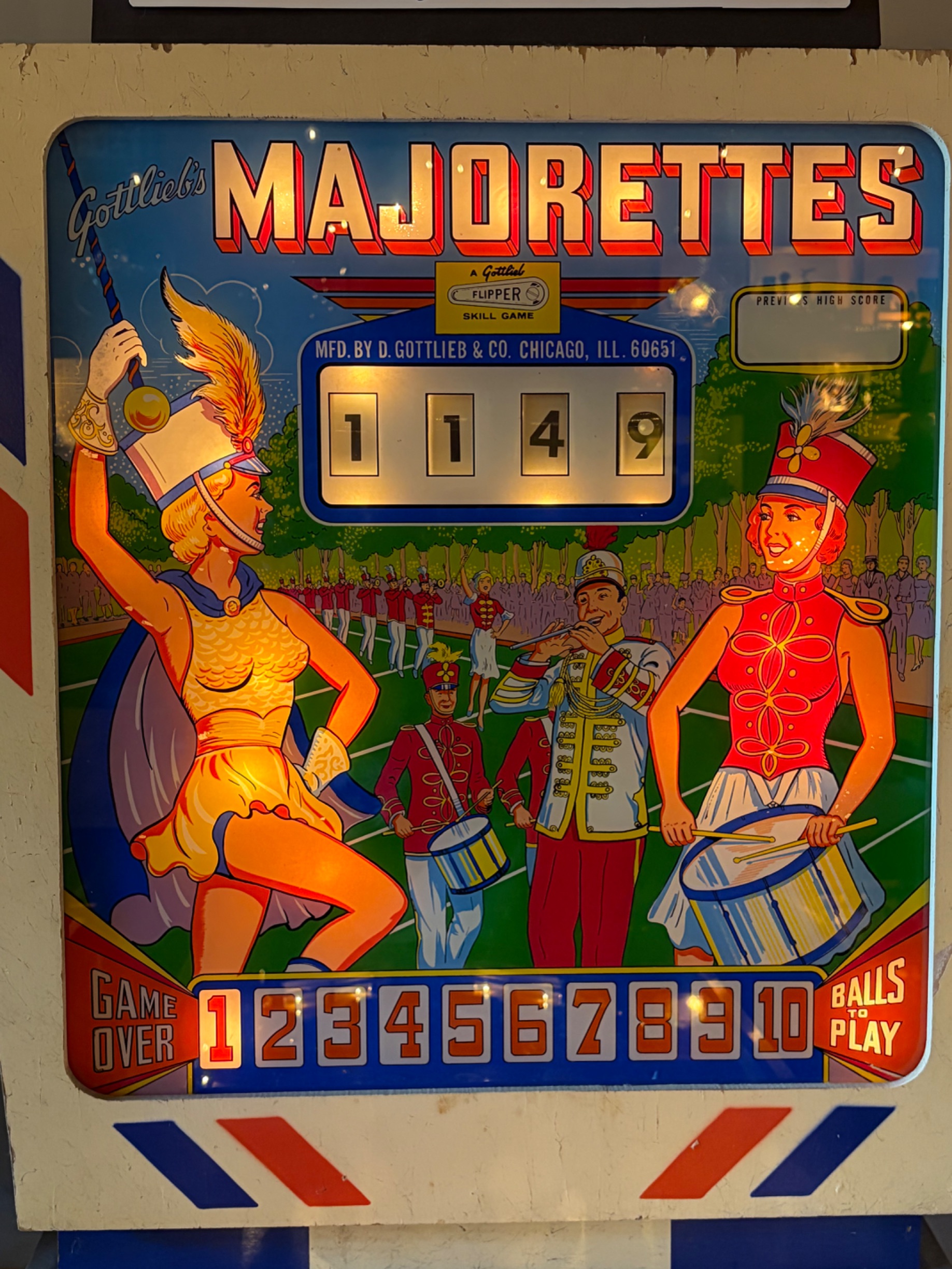 American Mid-Century Modern D. Gottlieb & Co. 'Majorettes' Add-A-Ball Pinball Machine thumbnail 4