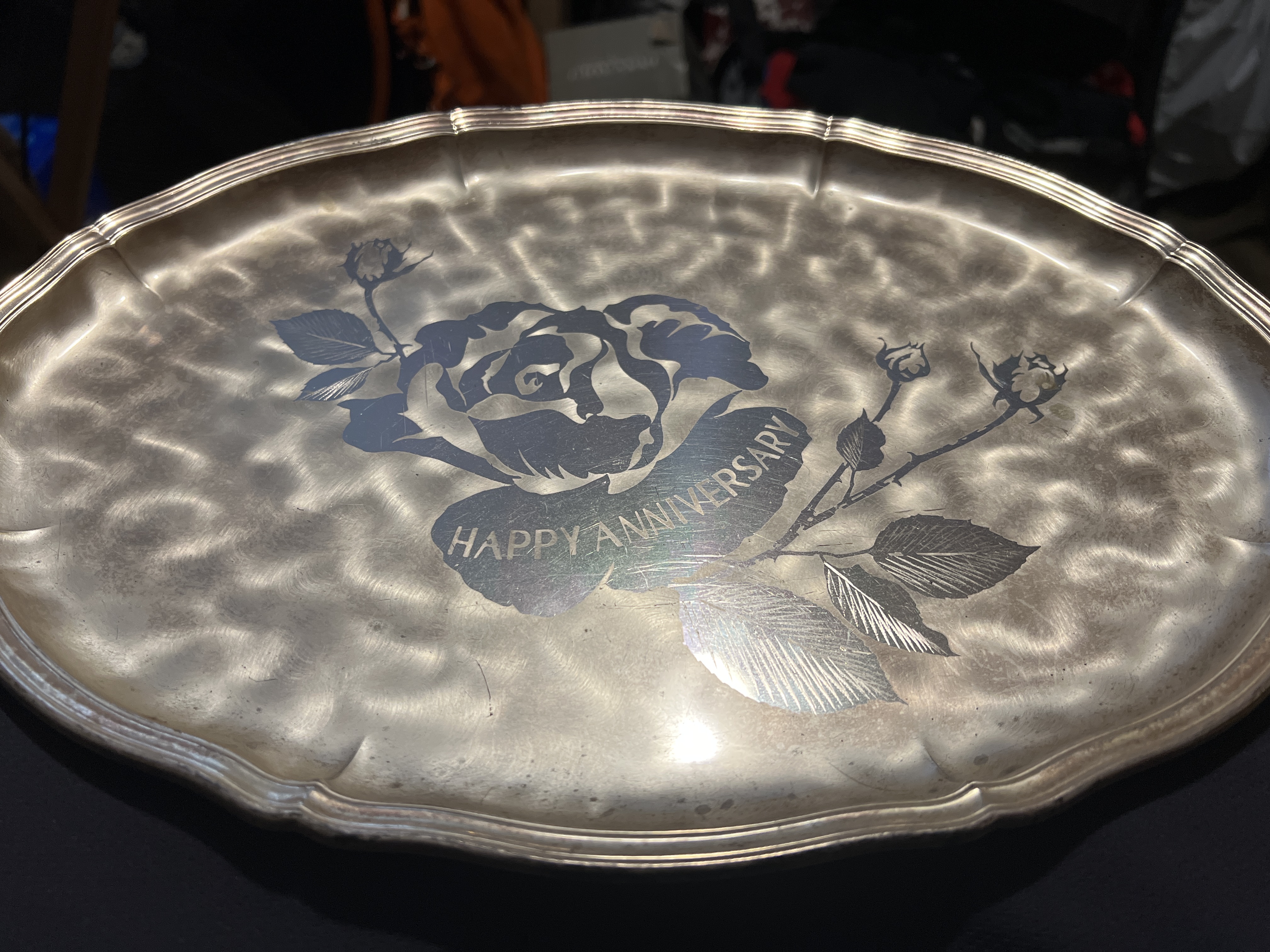 Mid-20th Century Silverplate 'Happy Anniversary' Presentation Tray