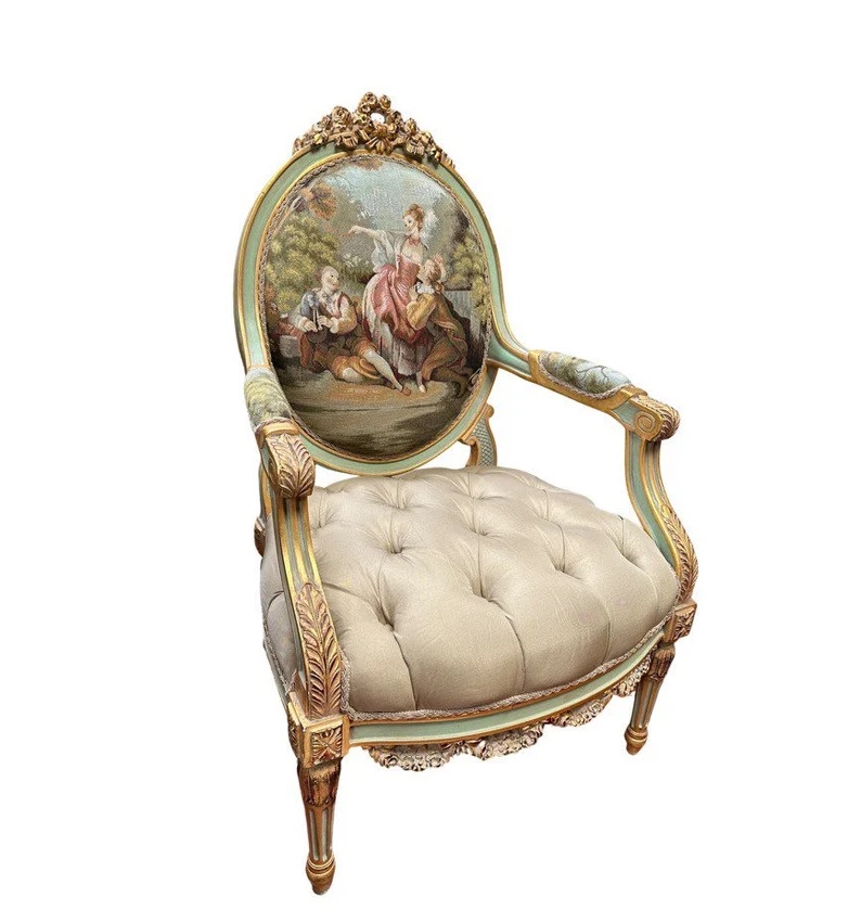 Louis XVI Style Upholstered Armchair