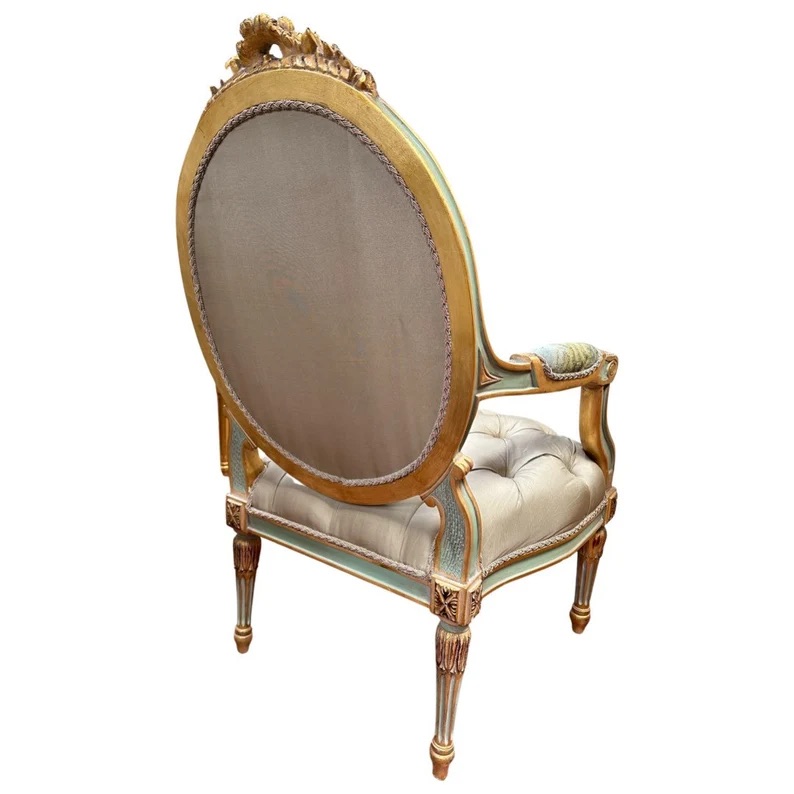 Louis XVI Style Upholstered Armchair thumbnail 3