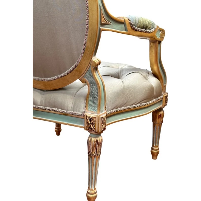 Louis XVI Style Upholstered Armchair thumbnail 4