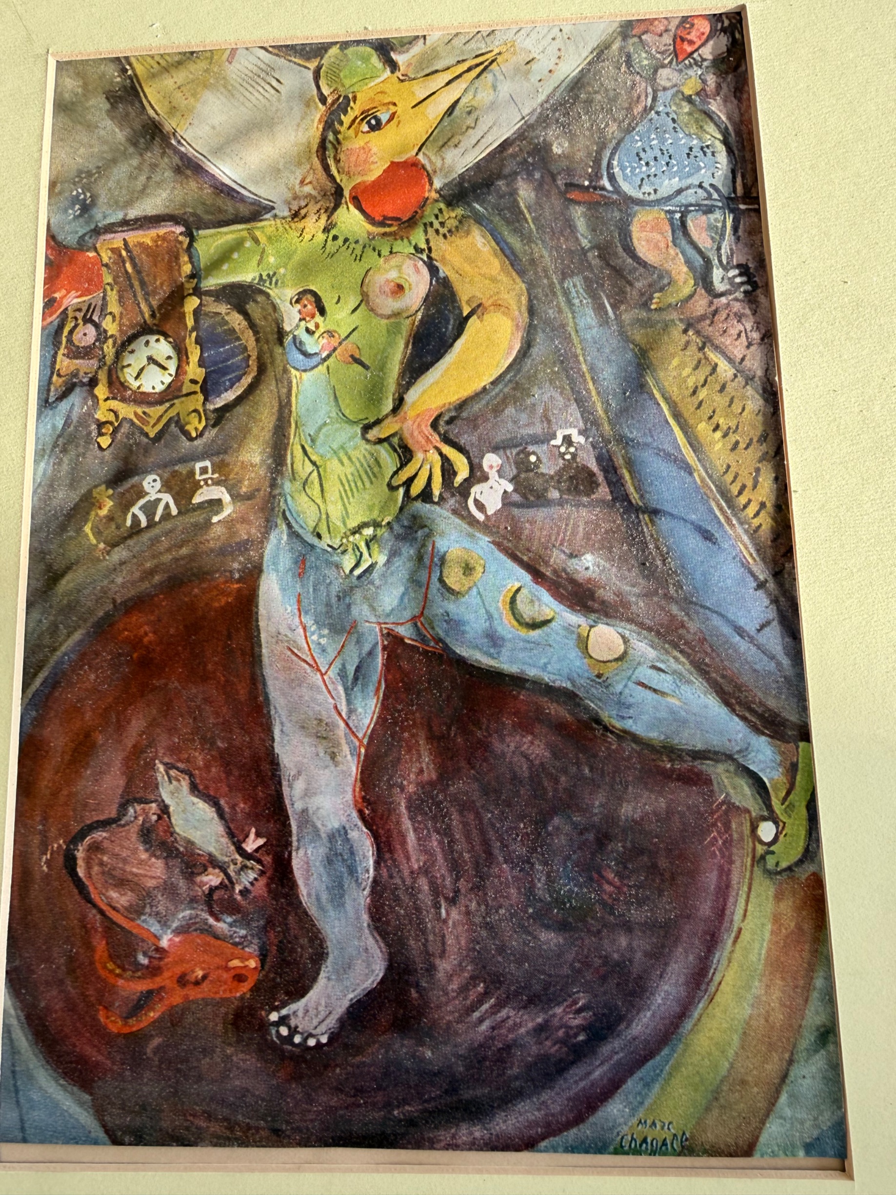 Modernist Marc Chagall Style Color Print After L'Acrobate