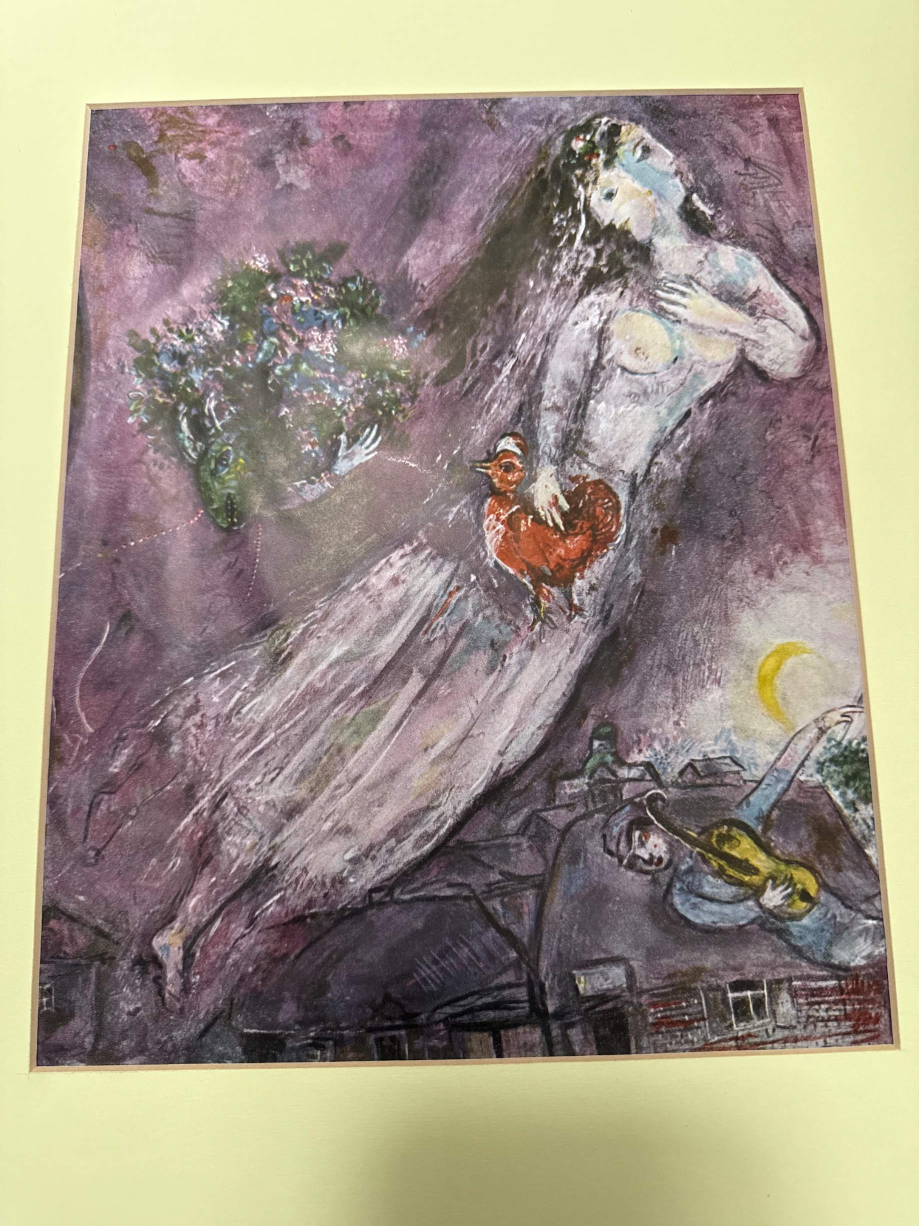 Modernist Marc Chagall Style Color Print After L'Acrobate thumbnail 4