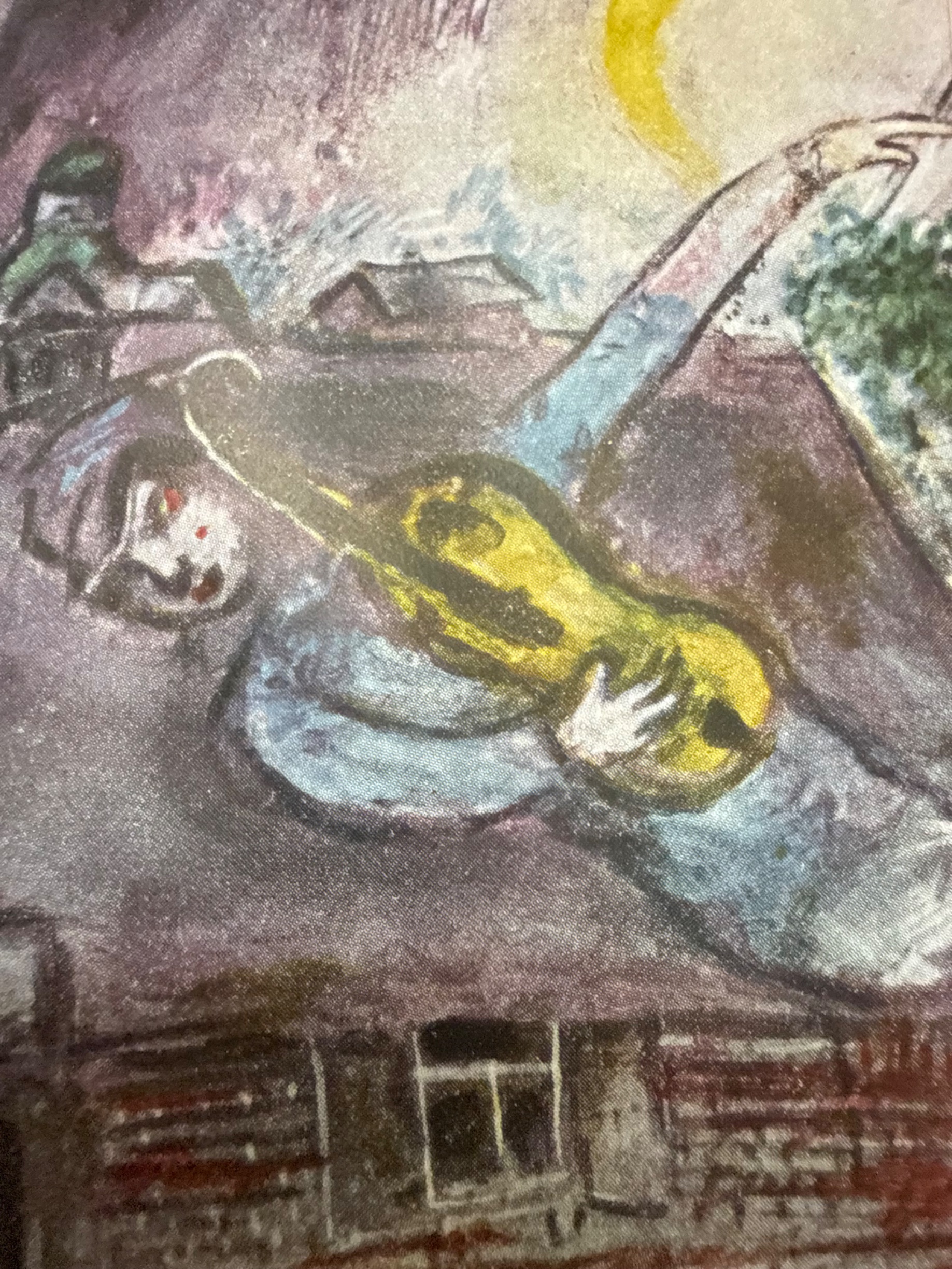 Modernist Marc Chagall Style Color Print After L'Acrobate thumbnail 5