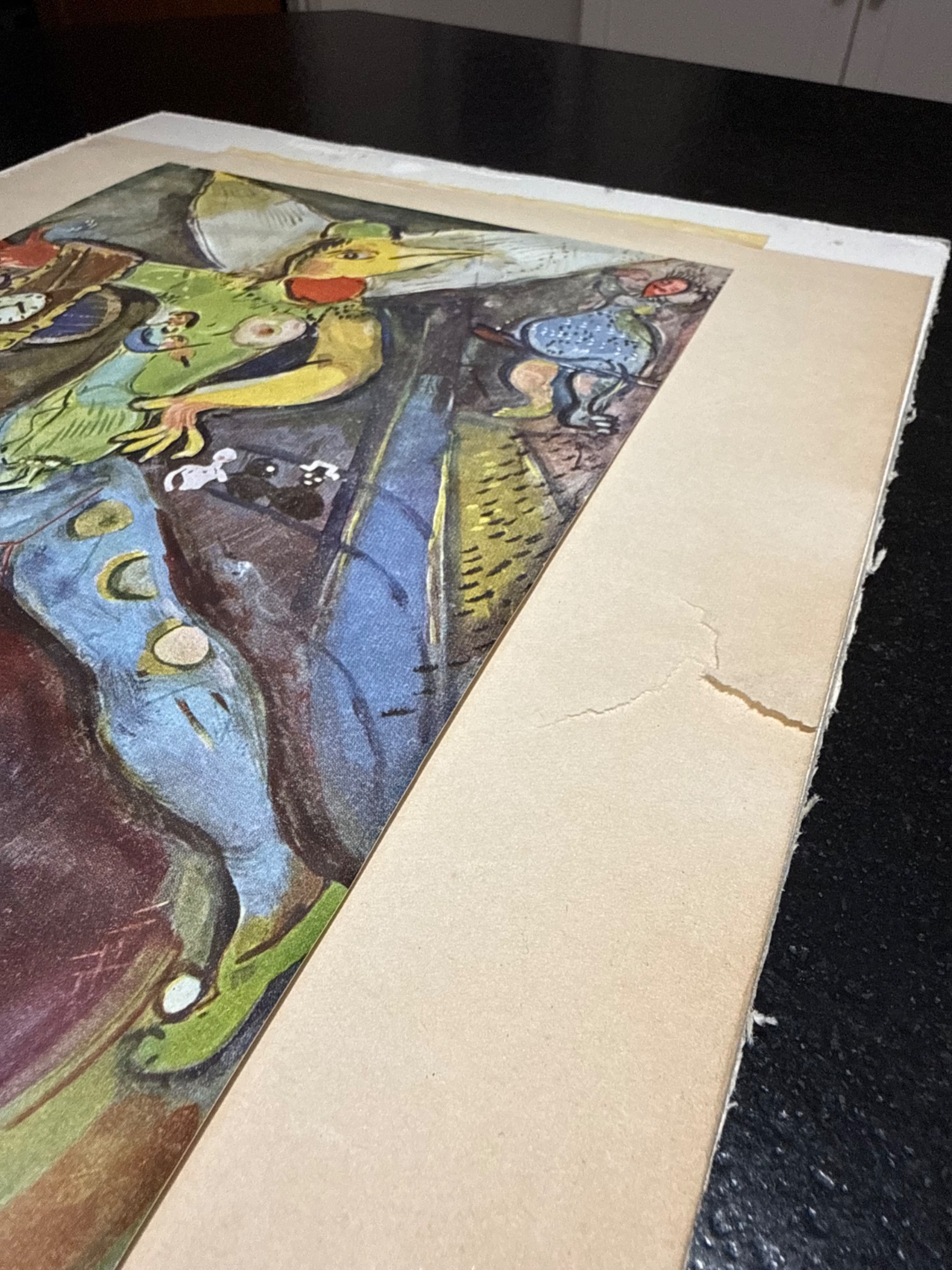 Modernist Marc Chagall Style Color Print After L'Acrobate thumbnail 6