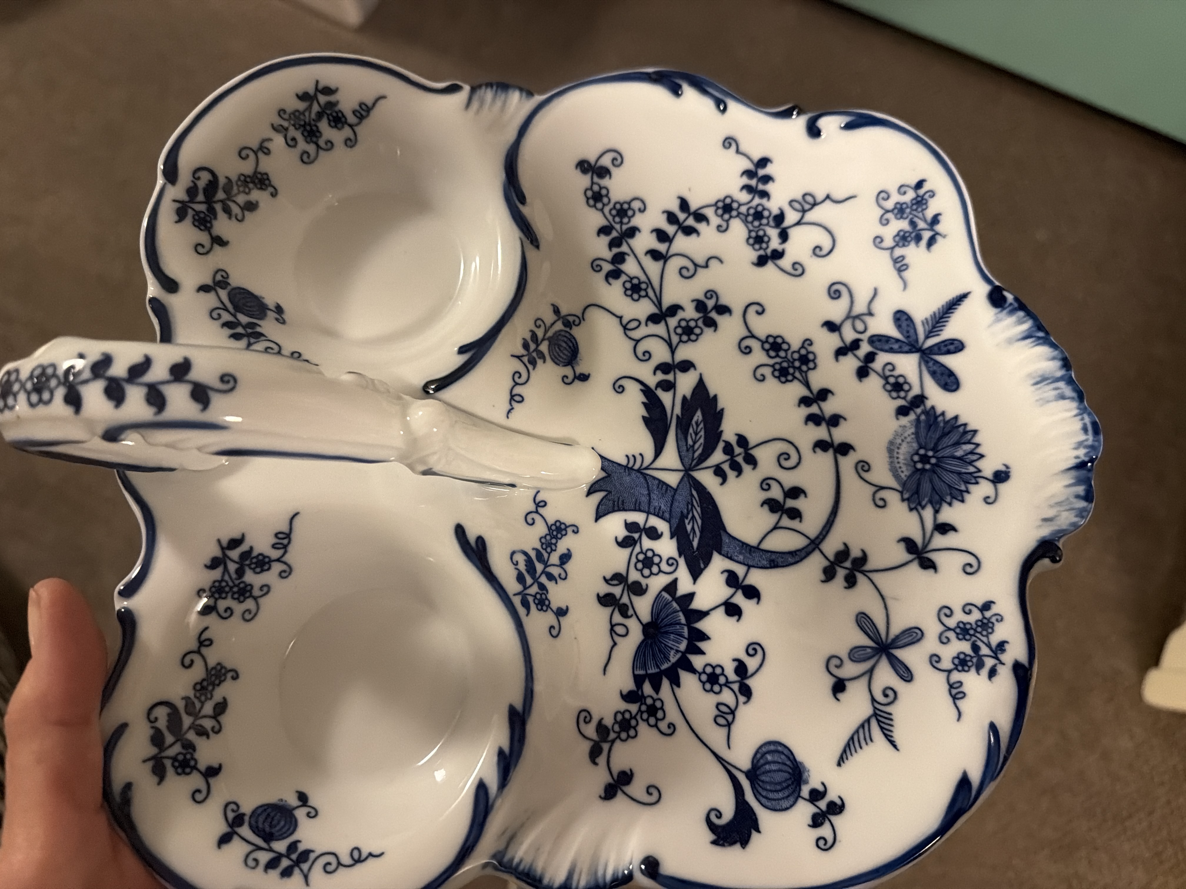 Blue Onion Pattern Porcelain Condiment Dish