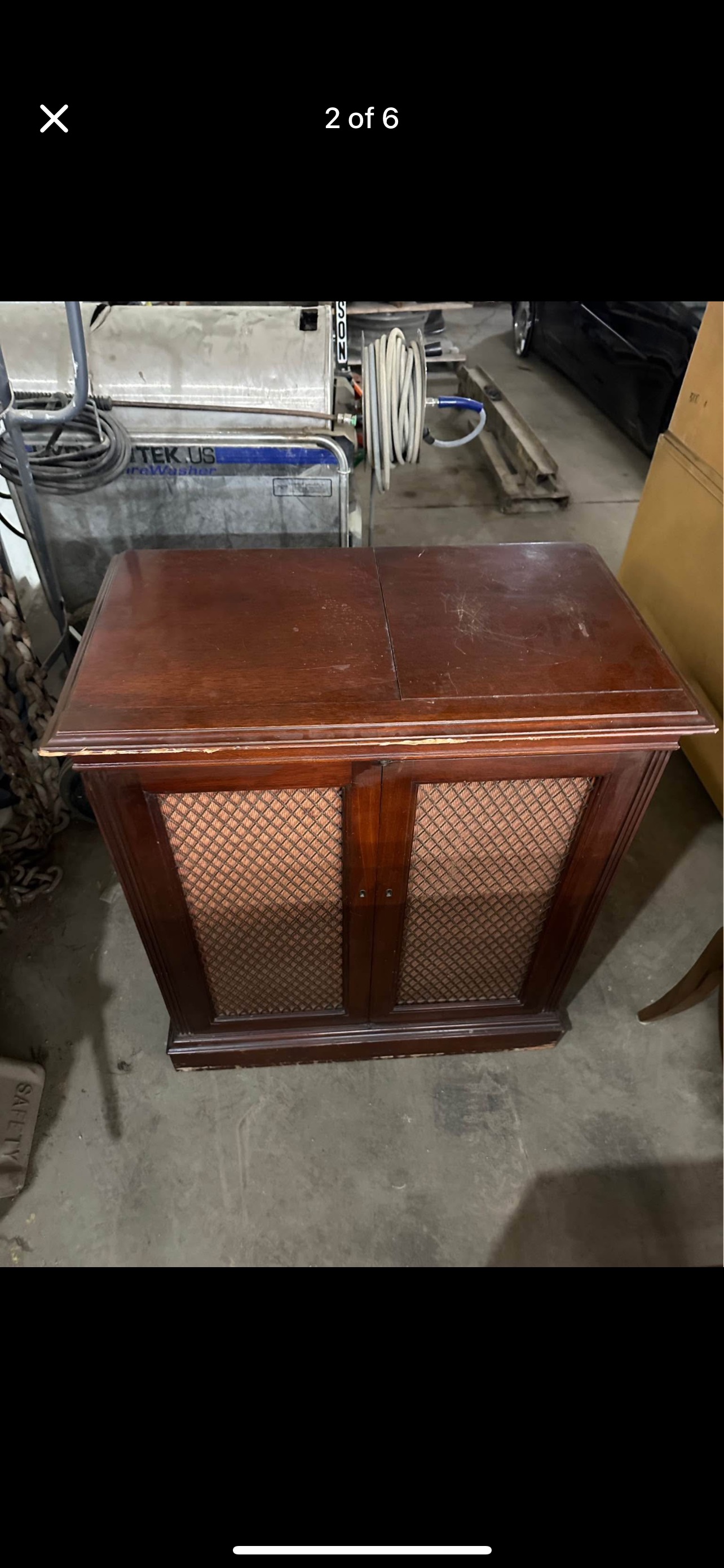 Mid-Century Modern Mahogany Stereo Console Cabinet