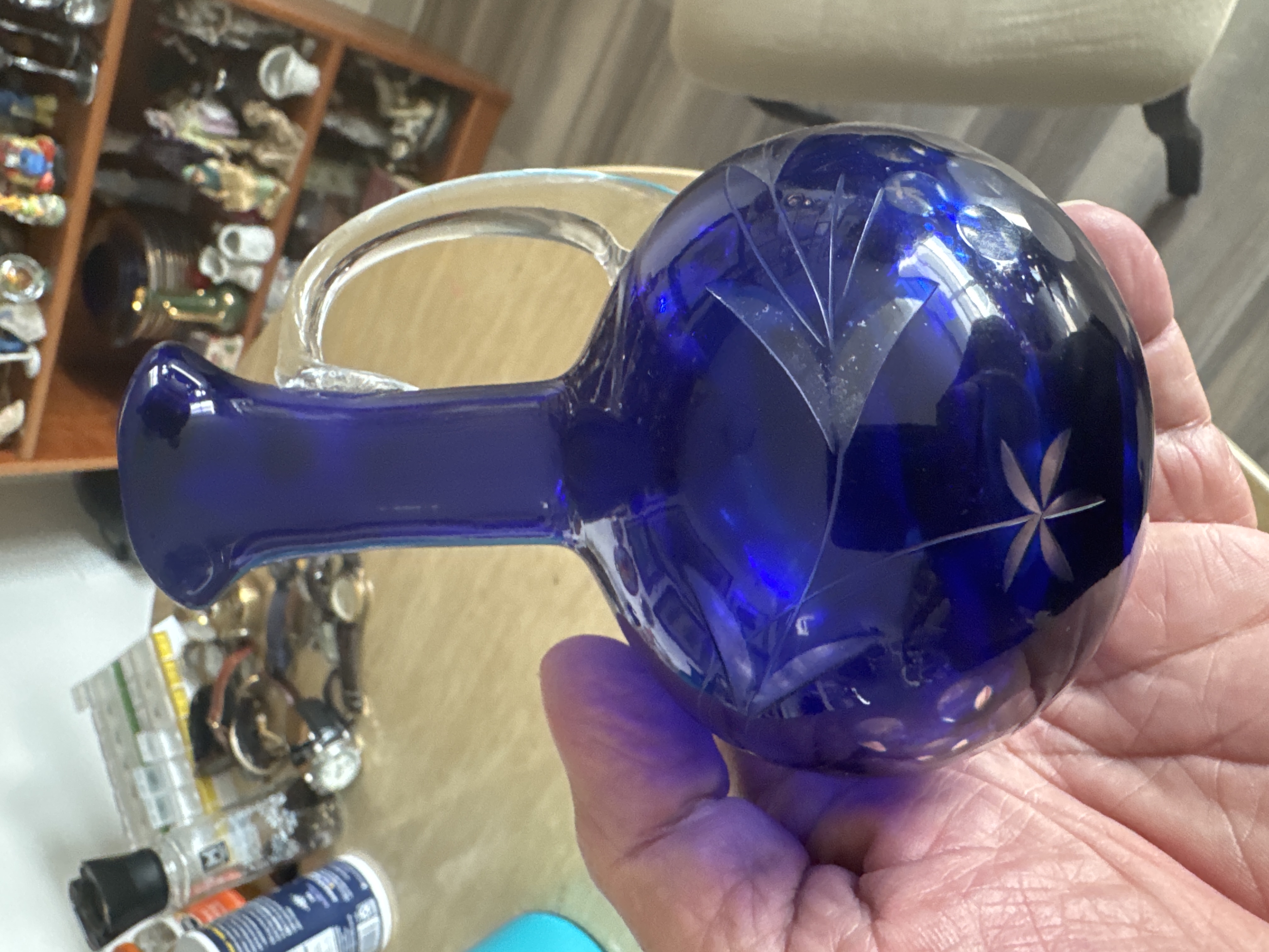 Contemporary Cobalt Blue Glass Ewer