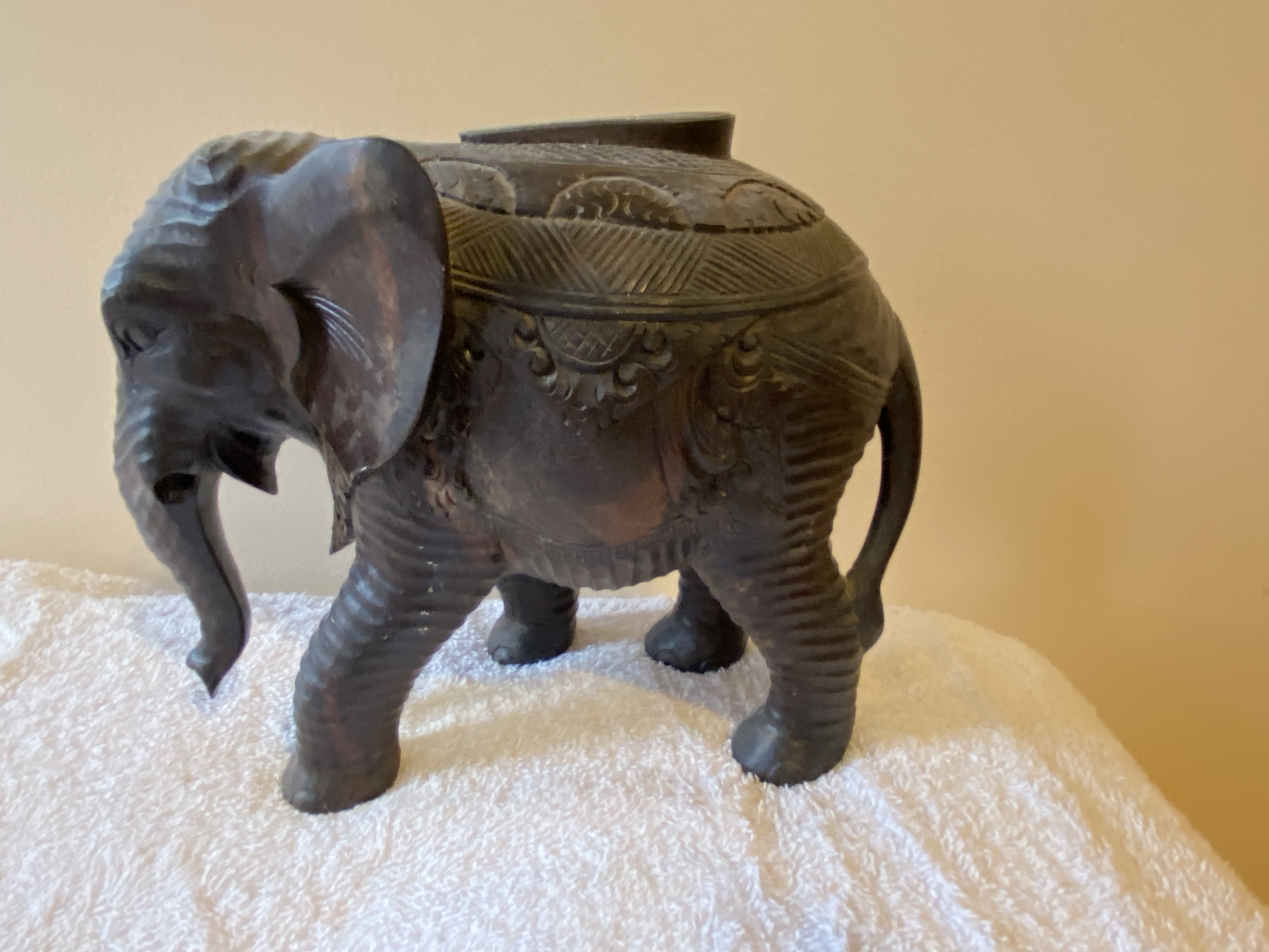 Anglo-Indian Colonial Style Cast Brass Elephant Figural Ewer