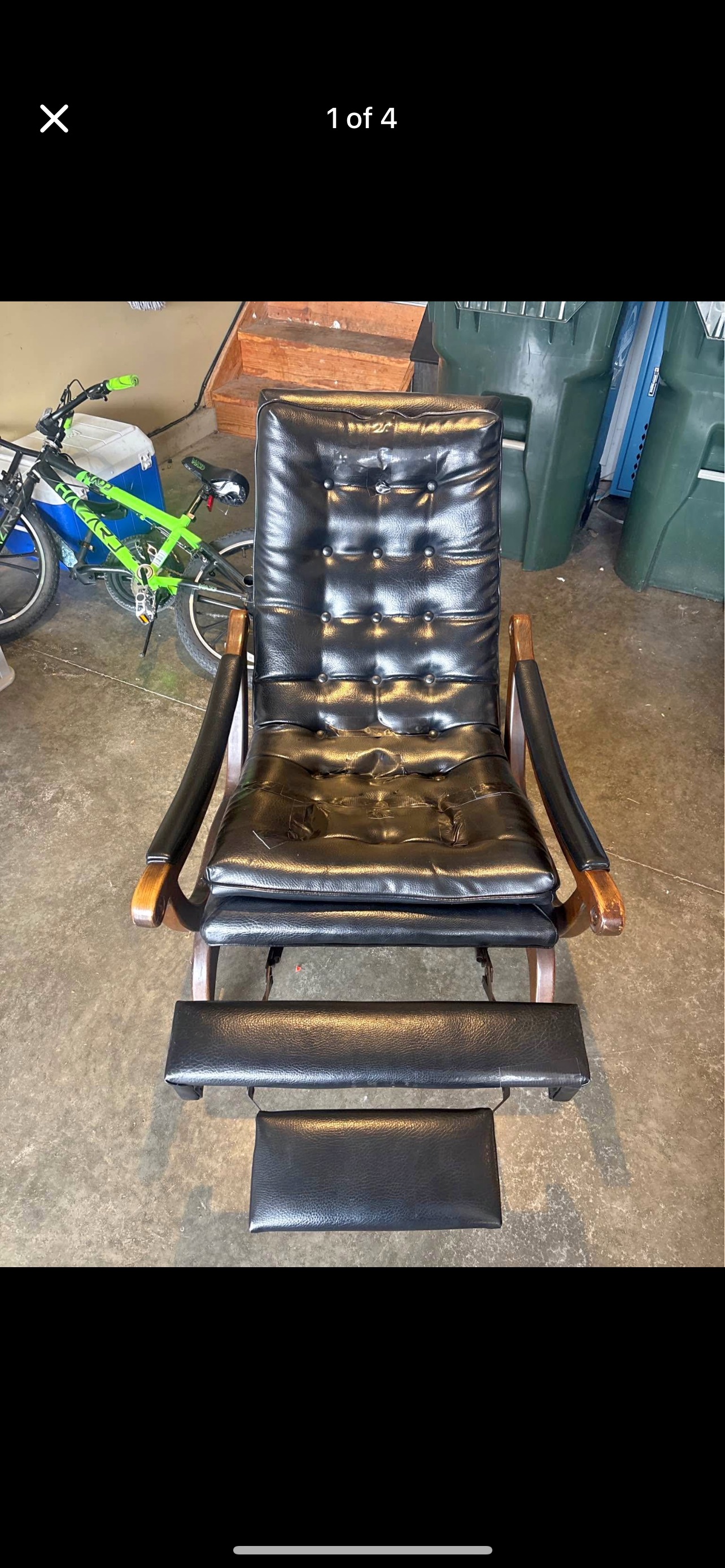 Mid-Century Modern Walnut and Vinyl Reclining Lounge Chair