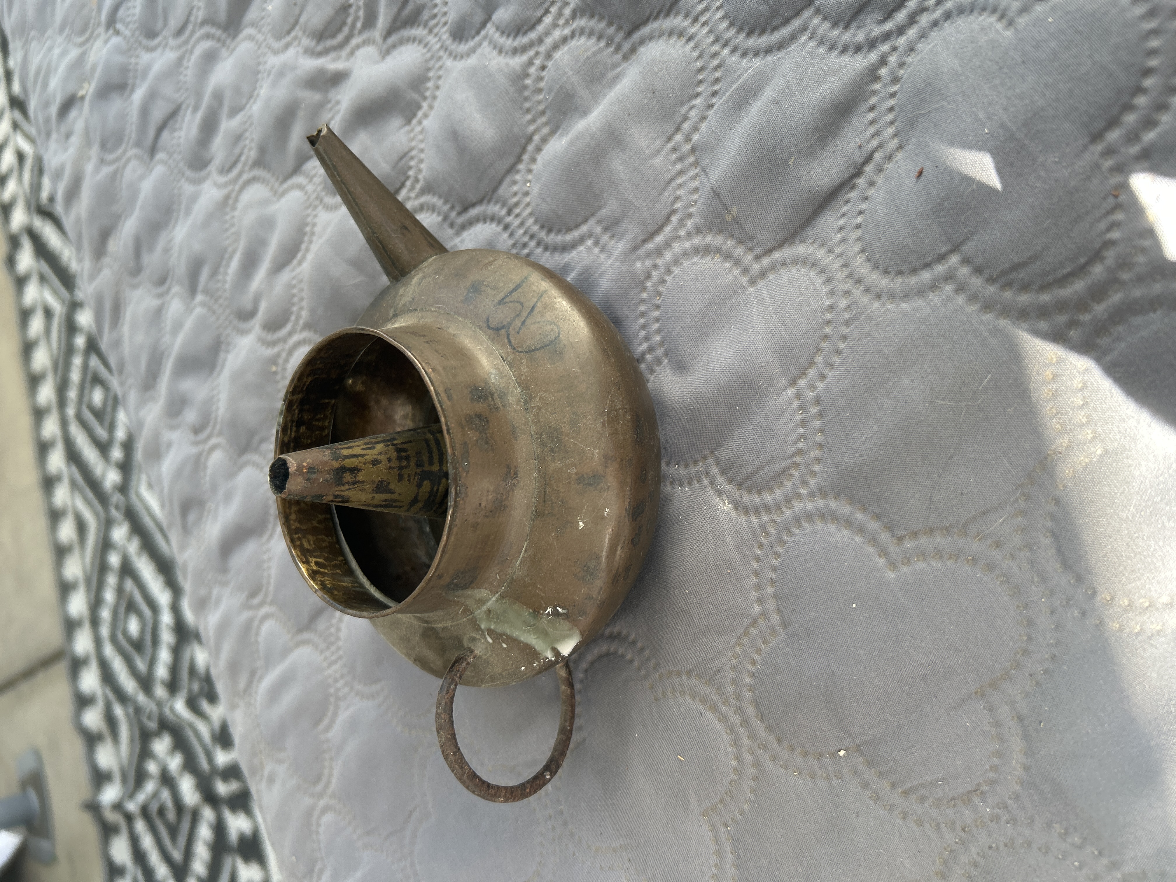 Early 20th-Century Industrial Copper Oiler (Oil Can) with Conical Filler