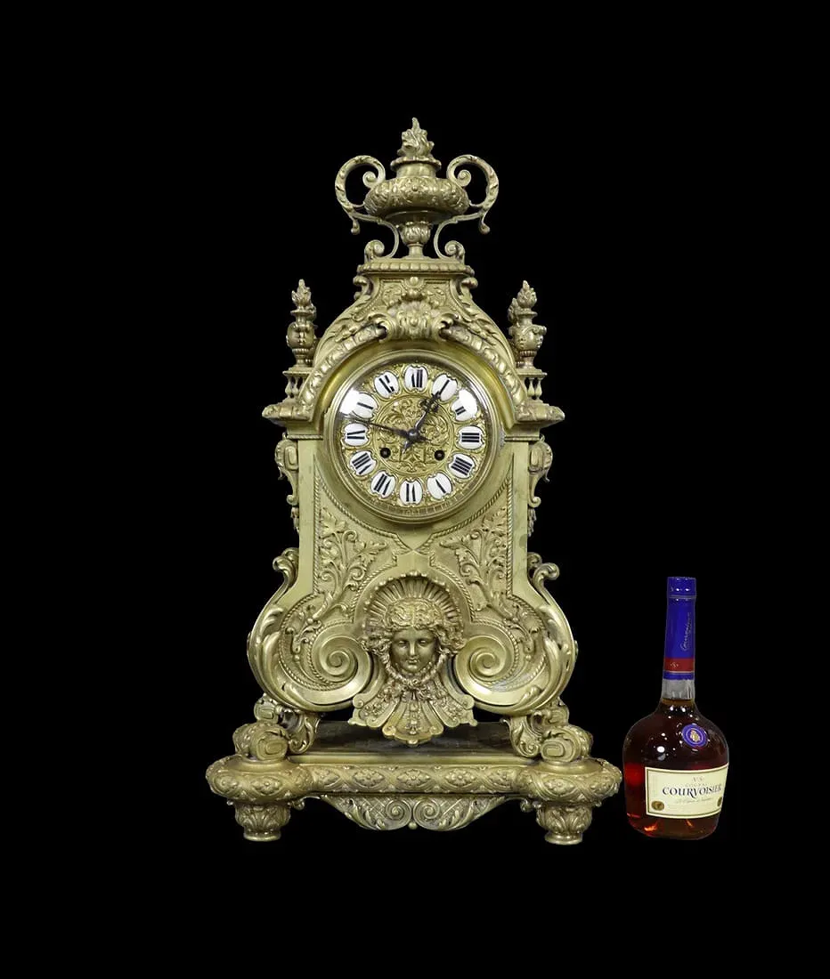 American Rococo Revival Gilt Bronze Mantel Clock retailed by Tiffany & Co.