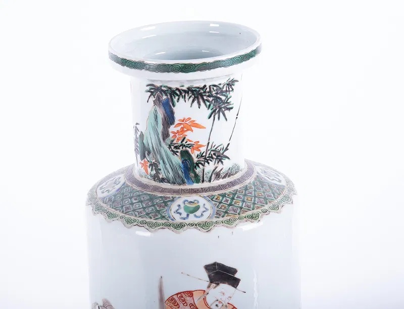 Chinese Kangxi Period Famille Verte Rouleau Vase