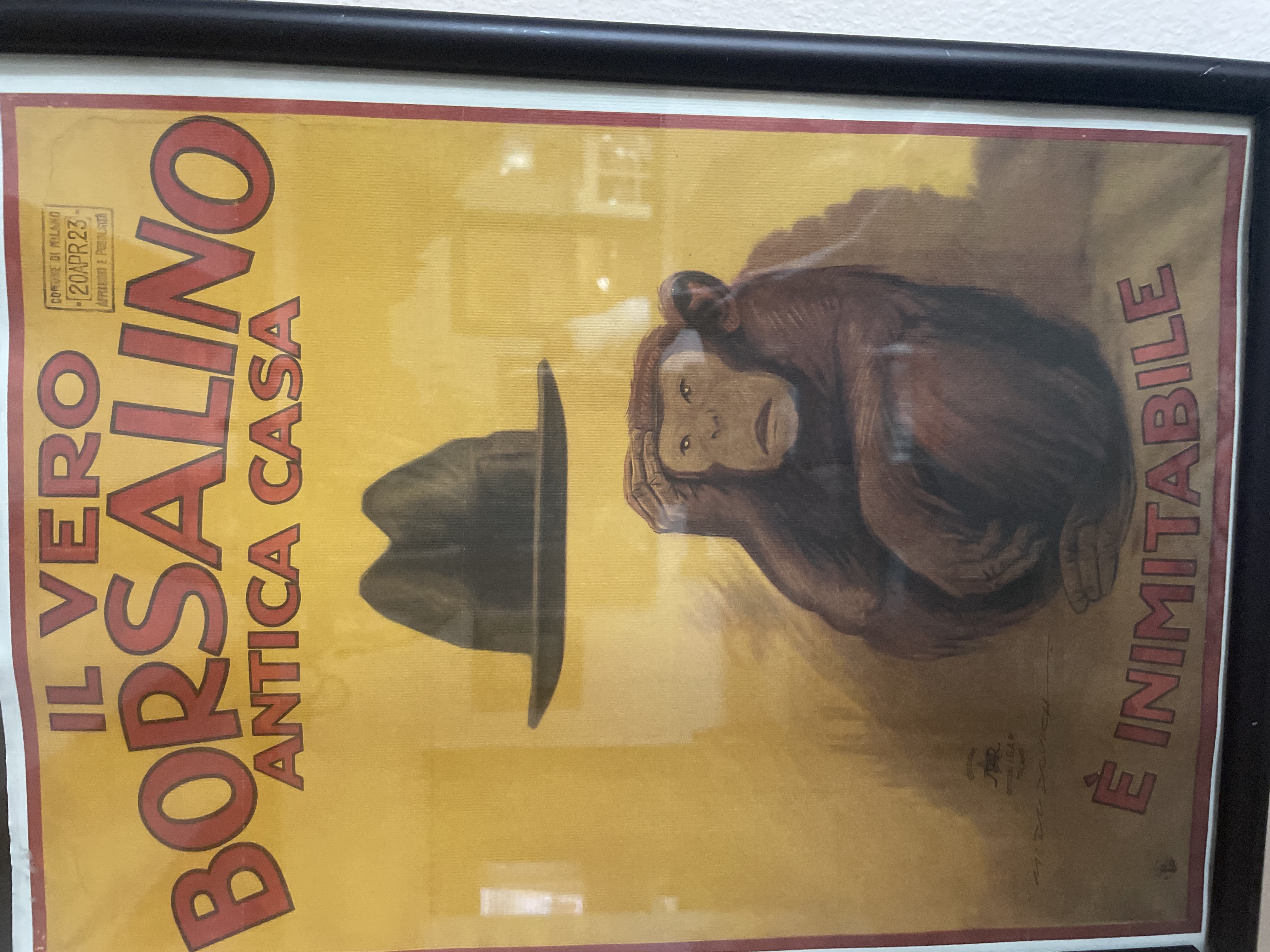 Italian Art Deco Period Borsalino Advertising Poster, “Il Vero Borsalino – È Inimitabile” (Color Lithograph on Paper)