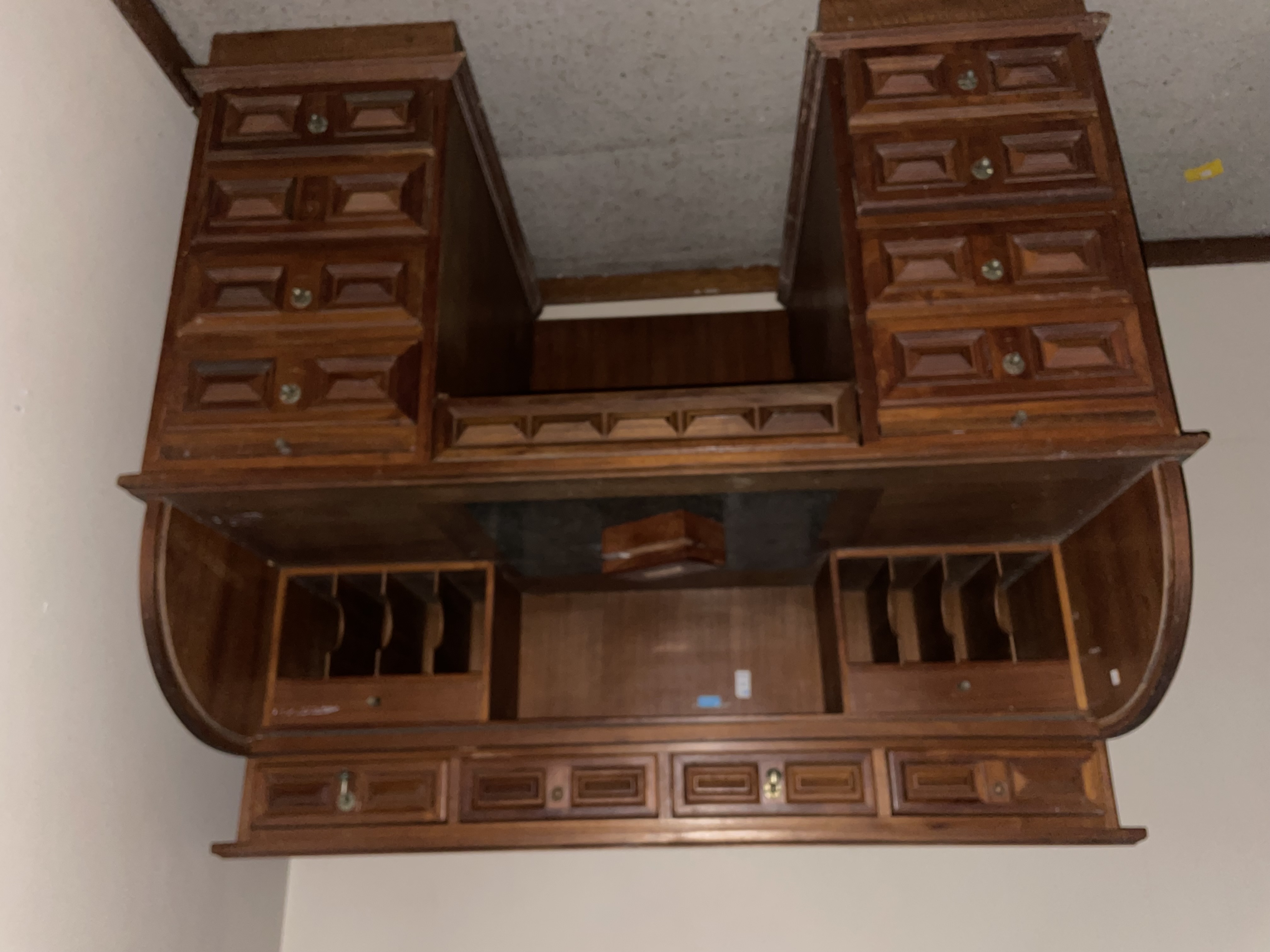Victorian Style Stained Hardwood Roll-Top Desk thumbnail