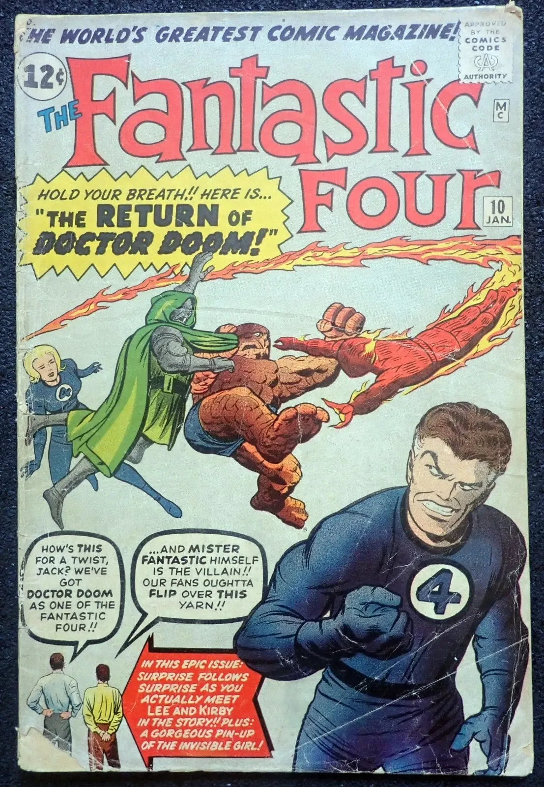 Silver Age Marvel Comic Book – Fantastic Four #10 "The Return of Doctor Doom!"