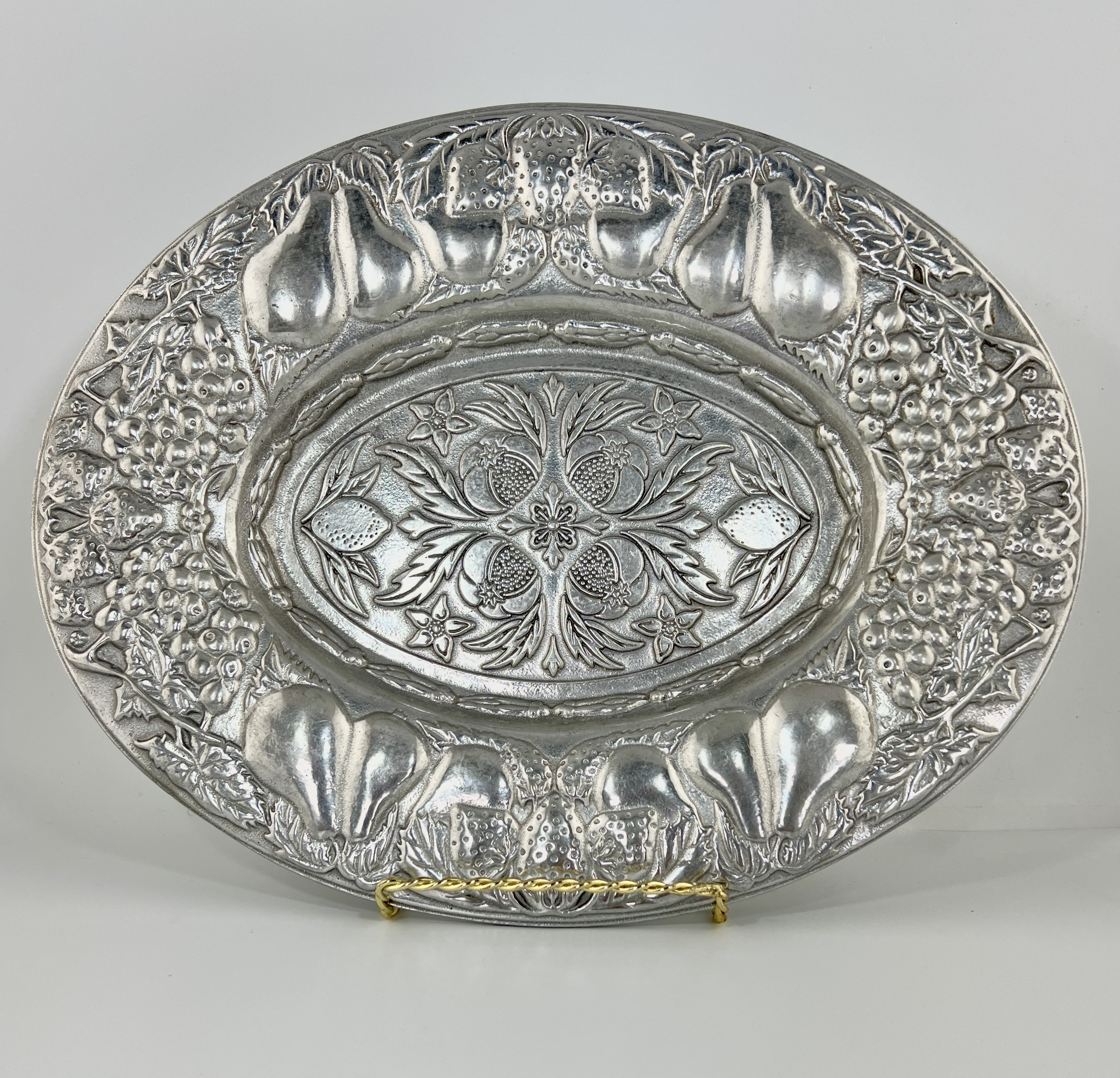 Arts and Crafts Period Repoussé Pewter Plate