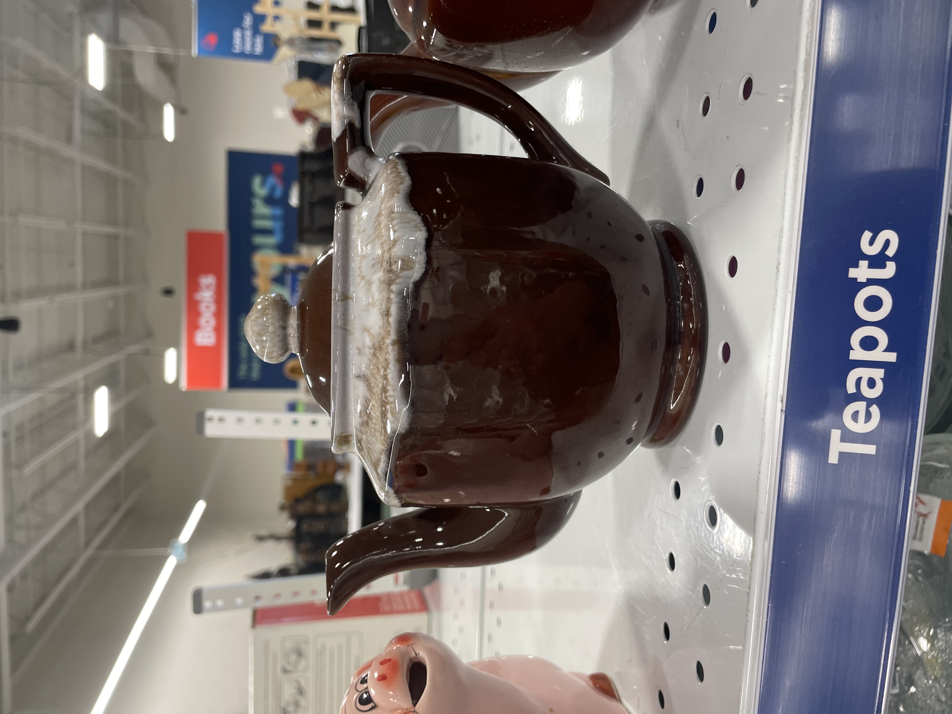 Vintage Brown Glazed Ceramic Teapot