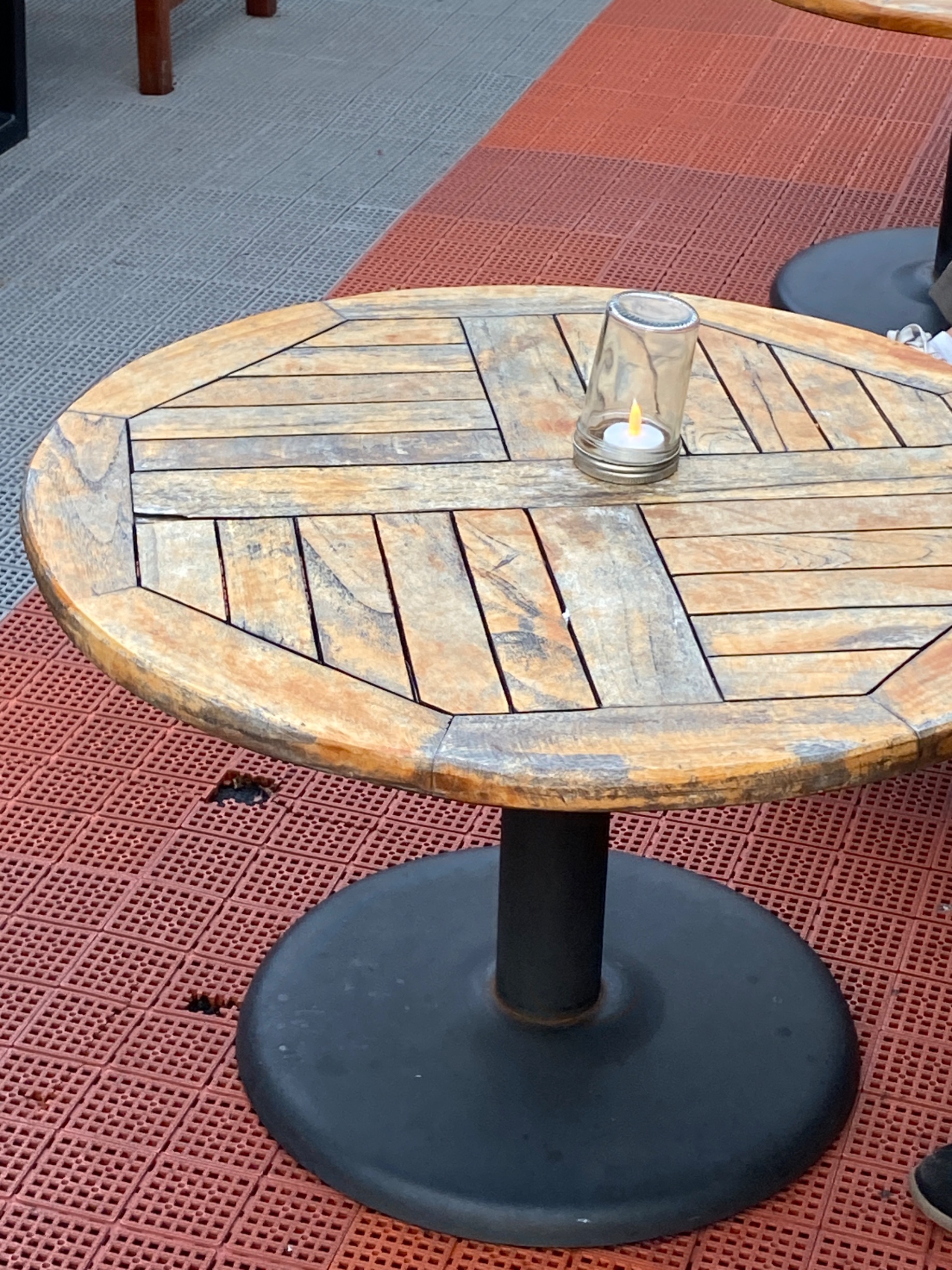 Contemporary Industrial-Style Round Pedestal Cafe Table