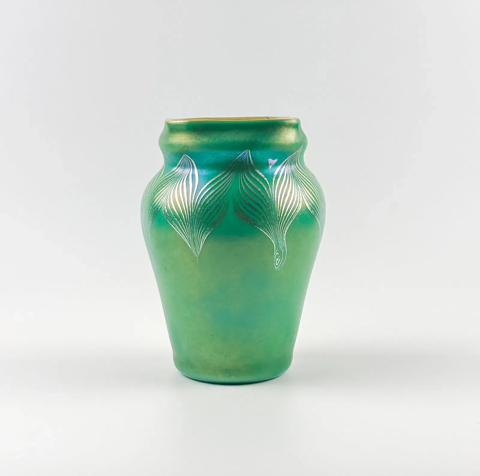 Art Nouveau Tiffany Studios Green Favrile Glass Vase