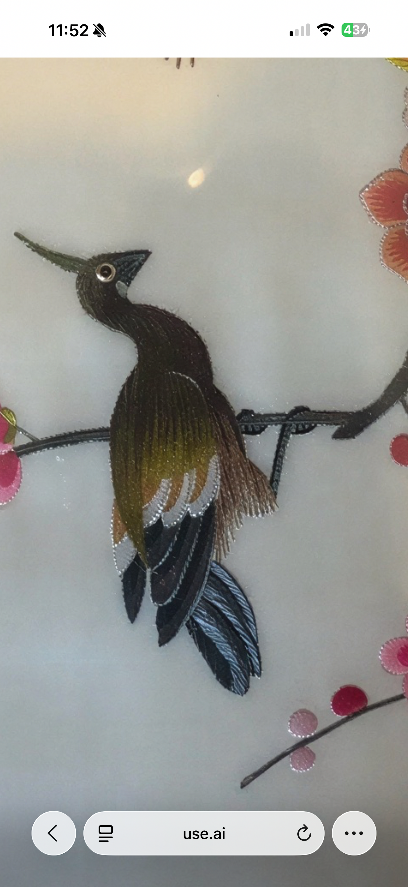 Chinese Silk Embroidery of Peacocks and Plum Blossoms thumbnail 7