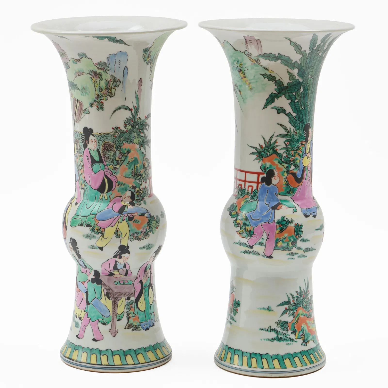 Pair of Chinese Famille Rose Style Porcelain Gu Vases thumbnail 3