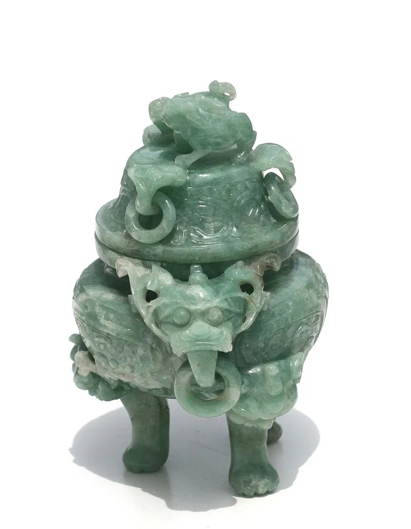 Chinese Jadeite Tripod Censer thumbnail 2