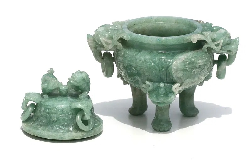 Chinese Jadeite Tripod Censer thumbnail 3