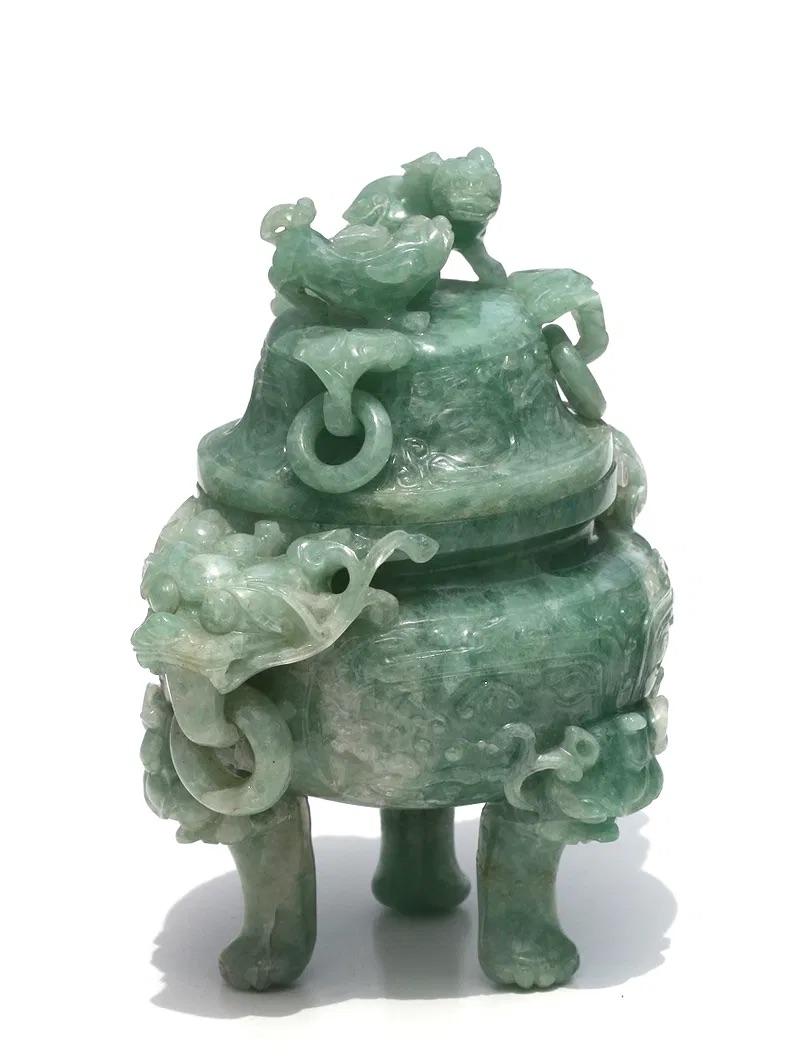 Chinese Jadeite Tripod Censer thumbnail 4