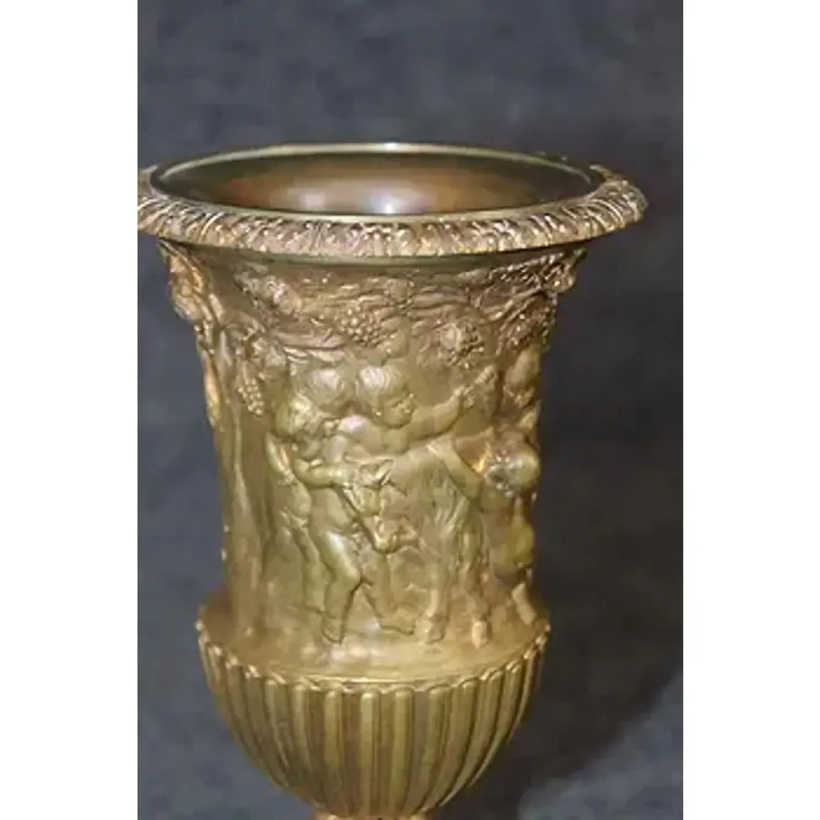 Neoclassical Gilt Bronze Urns with Marble Base thumbnail 3