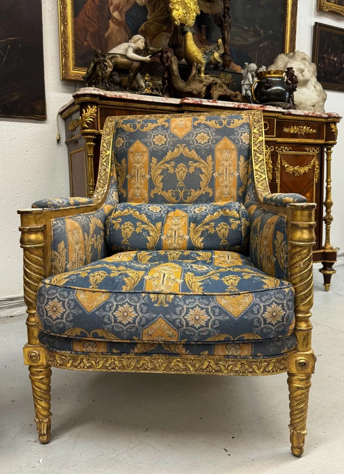 French Empire Style Giltwood Armchairs (Pair) thumbnail 3