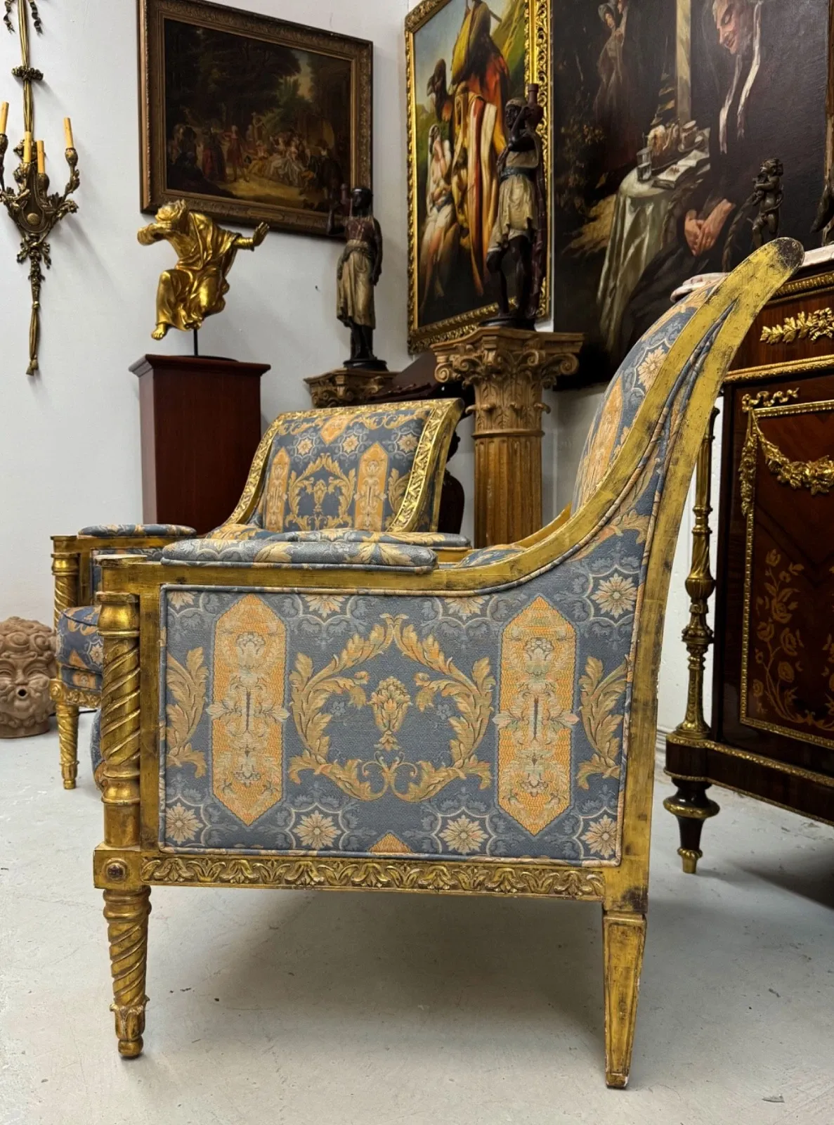 French Empire Style Giltwood Armchairs (Pair) thumbnail 5